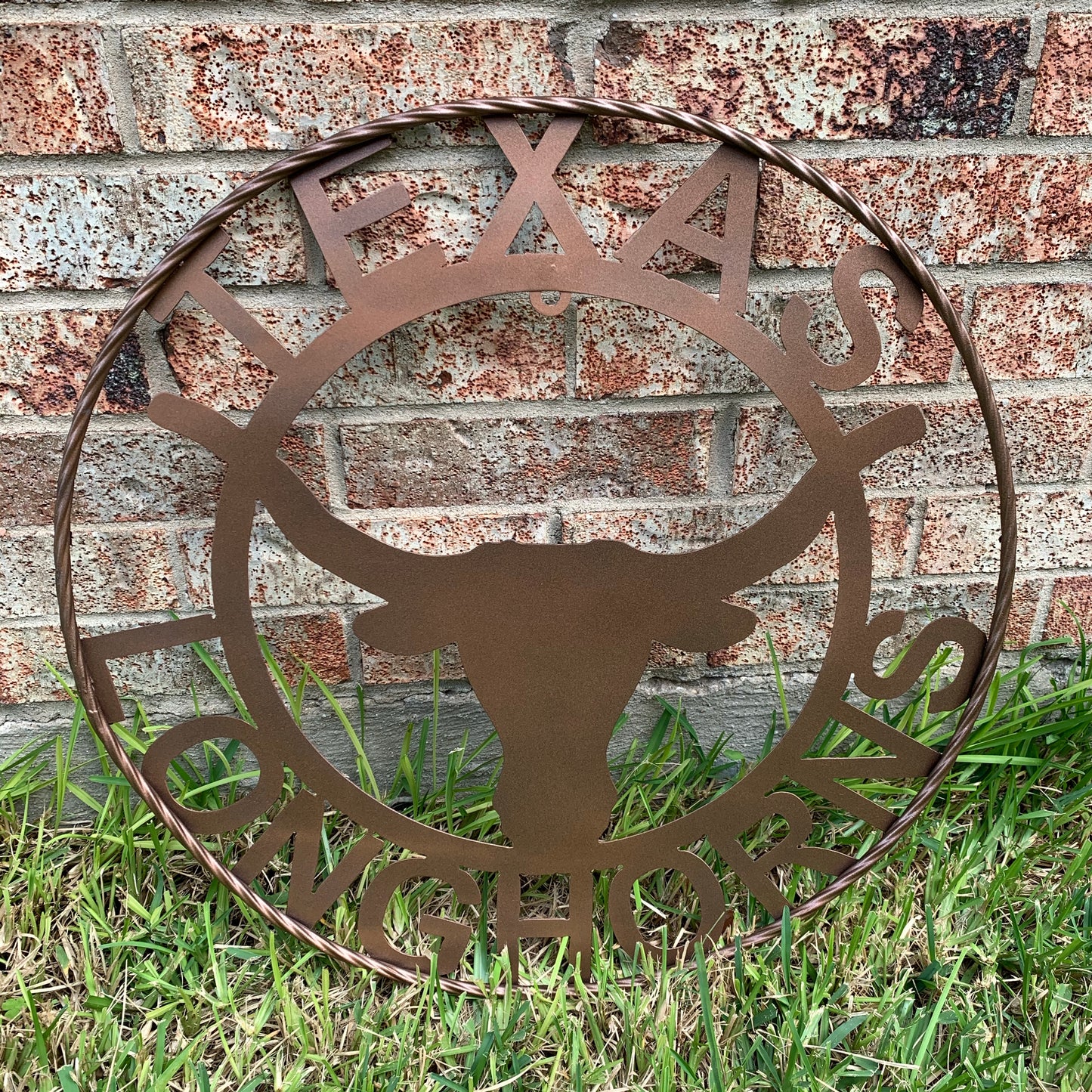 TEXAS LONGHORNS CUSTOM METAL VINTAGE CRAFT SIGN TEAM ART WESTERN HOME DECOR RUSTIC BRONZE #EH12552 12",18",24",36",50"