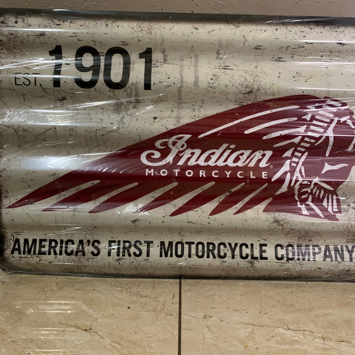 INDIAN MOTORCYCLES TIN METAL SIGN 24"X18" CORRUGATED WESTERN HOME DECOR ITEM#COIND