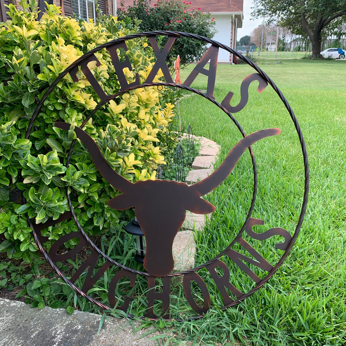 TEXAS LONGHORNS CUSTOM METAL VINTAGE CRAFT SIGN TEAM ART WESTERN HOME DECOR RUSTIC BRONZE HANDMADE #EH12565