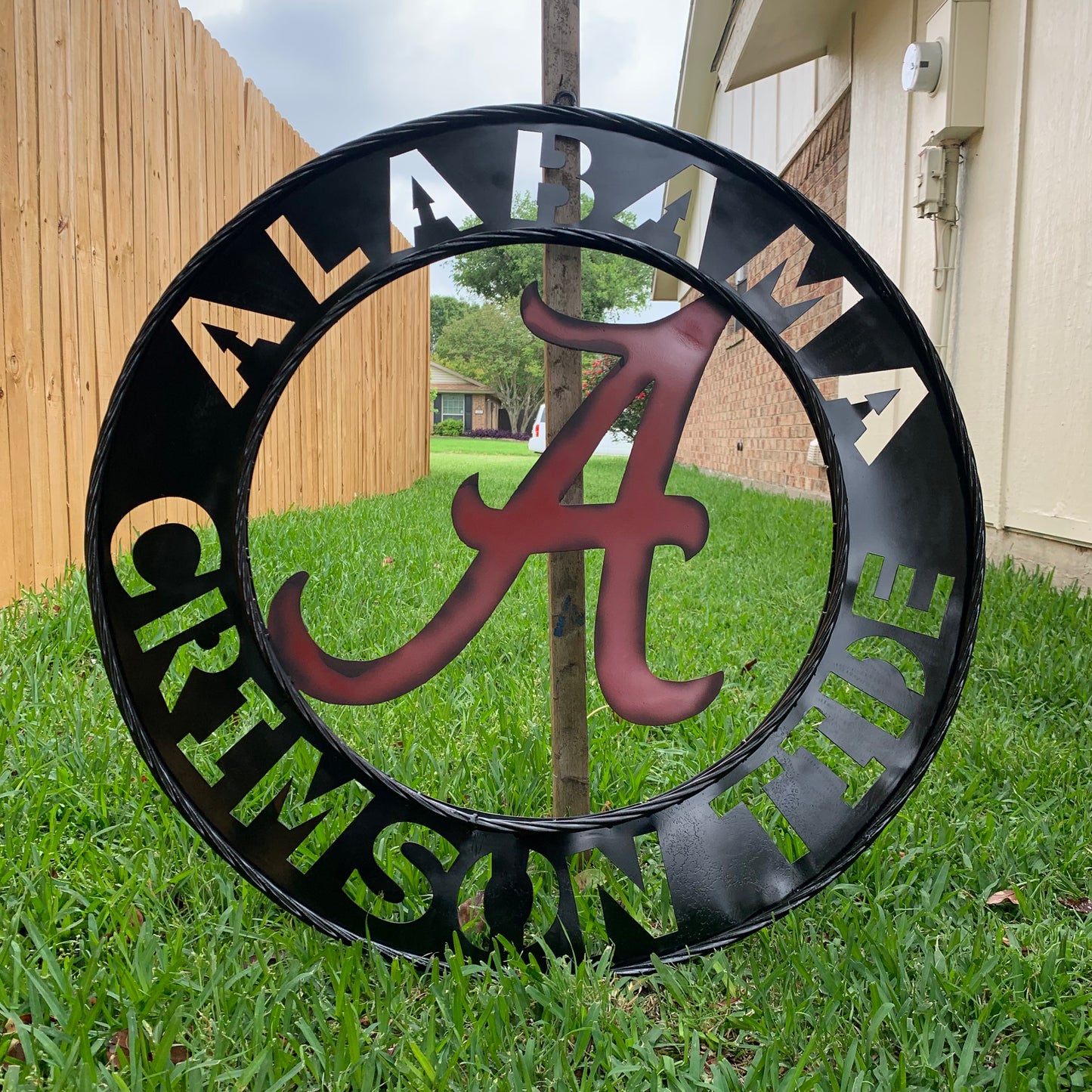 ALABAMA CRIMSON TIDE WIDE BAND RING CUSTOM METAL VINTAGE SIGN TEAM SPORTS HANDMADE