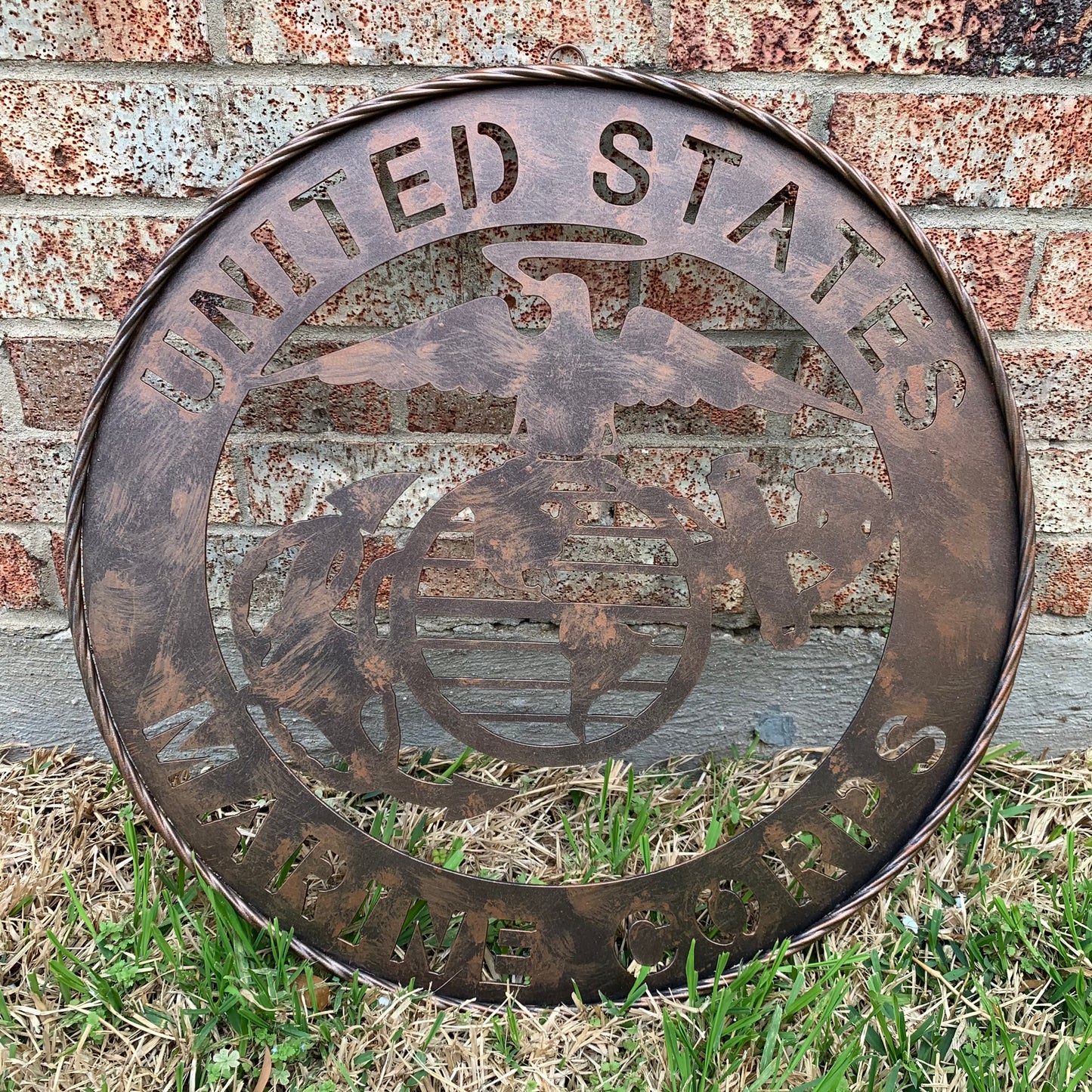 #EH10851 24" UNITED STATES MARINE CORPS MILITARY LASERCUT METAL WALL ART SIGN WESTERN HOME DECOR HANDMADE BRONZE