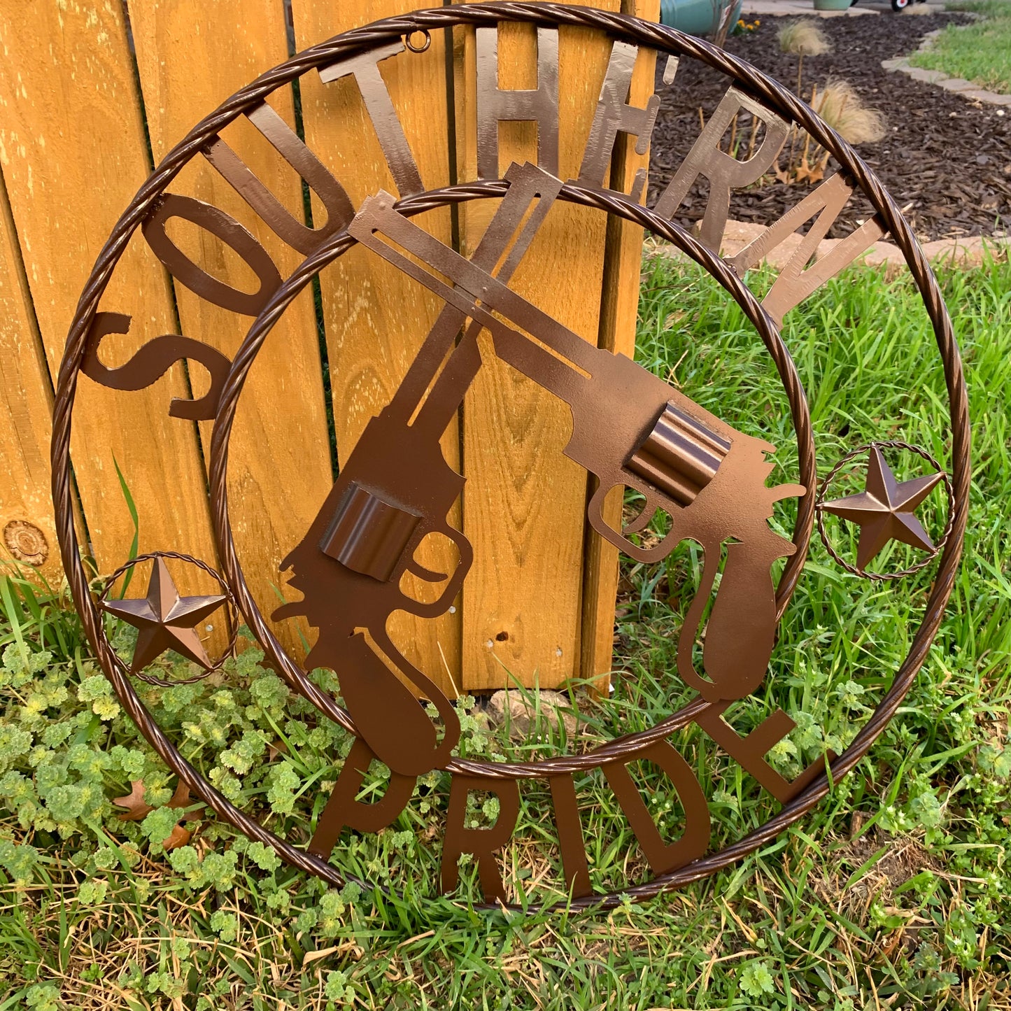 #SI_XL2132 SOUTHERN PRIDE 24" GUNS PISTOLS BROWN METAL WALL ART WESTERN HOME DECOR NEW