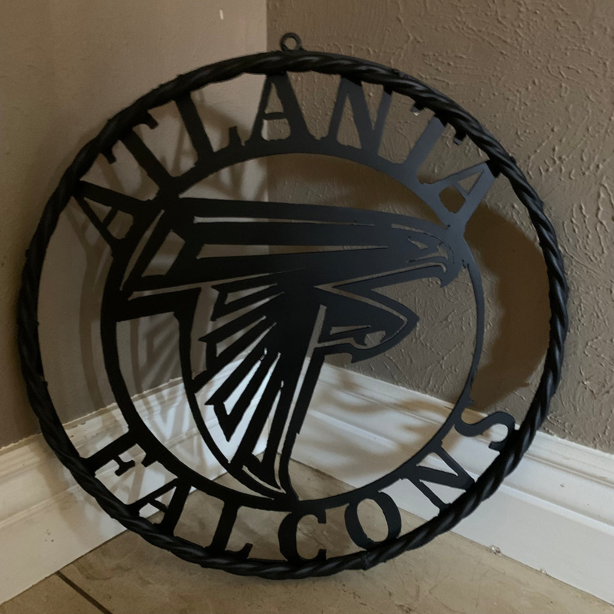 12",18",24",32",36" ATLANTA FALCONS BLACK METAL CUSTOM METAL VINTAGE CRAFT SIGN FOOTBALL TEAM WESTERN HOME DECOR HANDMADE