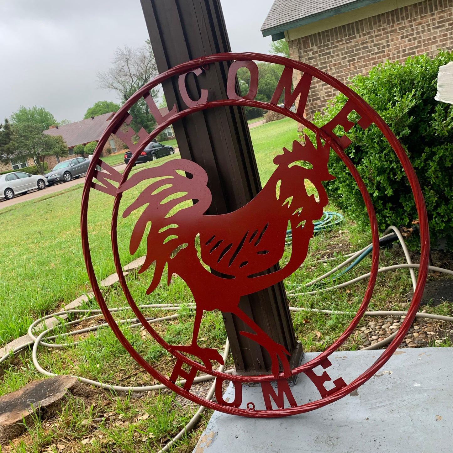 YOUR CUSTOM NAME RED ROOSTER LASERCUT METAL ART WITH RING DESIGN WESTERN METAL ANIMAL ART HOME WALL DECOR BRAND NEW