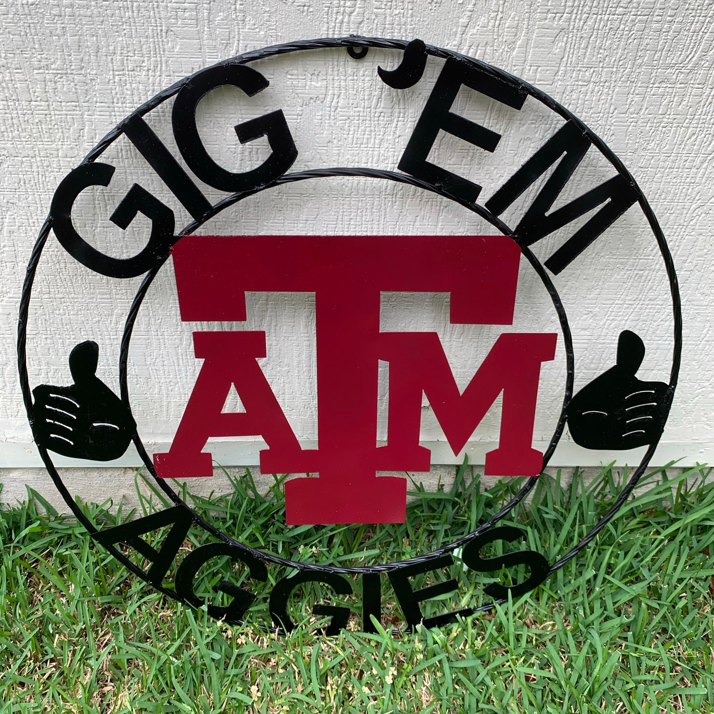 GIGEM AGGIES TEXAS A&M CUSTOM METAL VINTAGE CRAFT TEAM SIGN WESTERN HOME DECOR HANDMADE