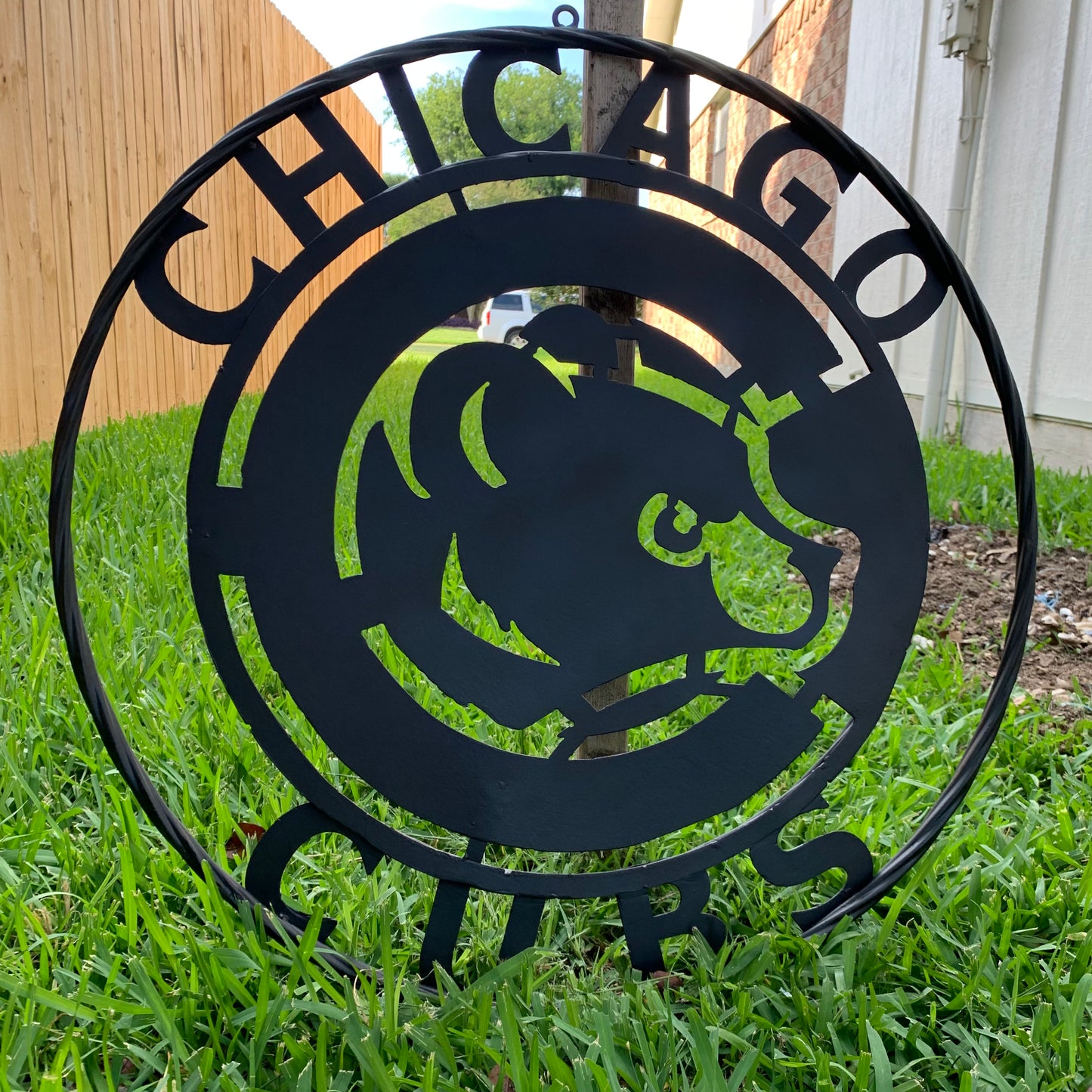 12", 18", 24", 32" CHICAGO CUBS CUSTOM BLACK & RAW METAL VINTAGE CRAFT TEAM SPORTS SIGN HANDMADE