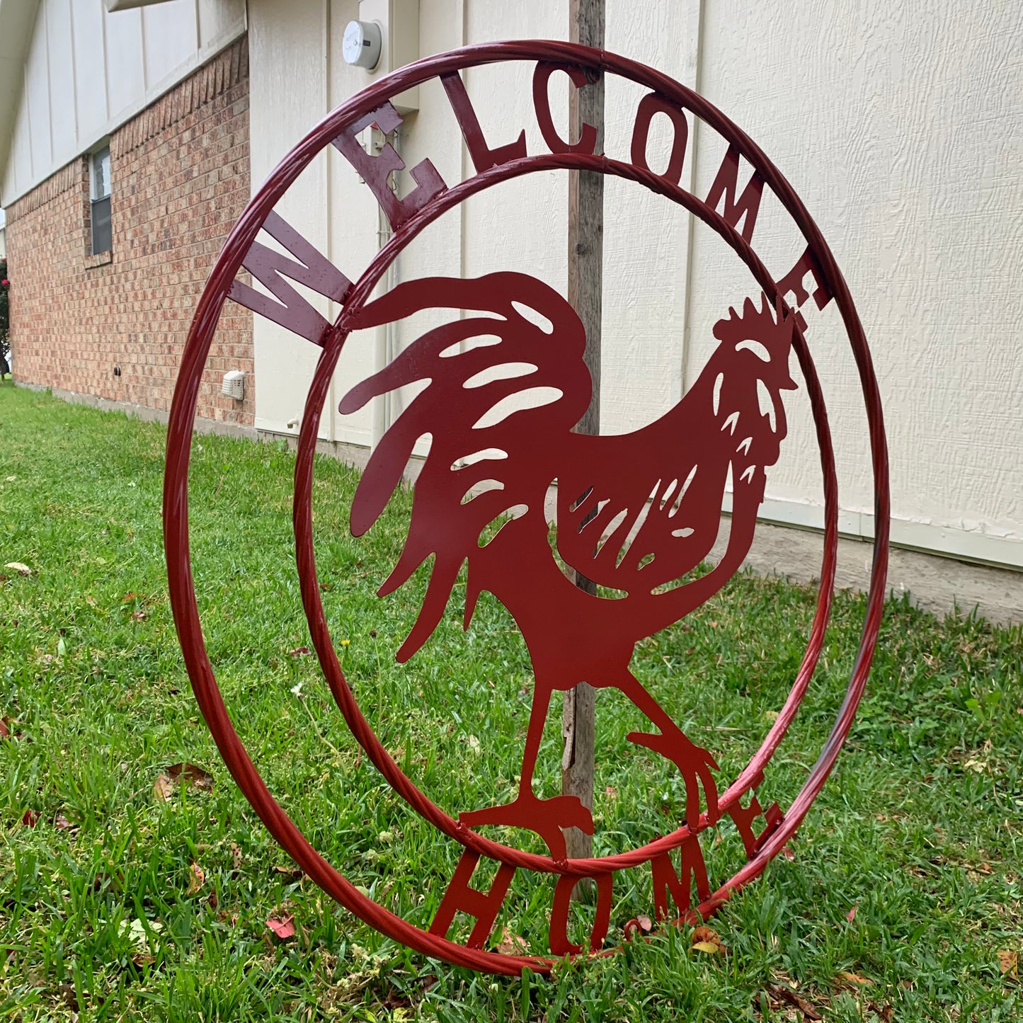 YOUR CUSTOM NAME RED ROOSTER LASERCUT METAL ART WITH RING DESIGN WESTERN METAL ANIMAL ART HOME WALL DECOR BRAND NEW