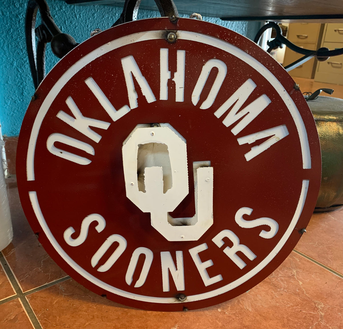 15" SPORTS CUSTOM DISC METAL VINTAGE CRAFT SIGN TEAM ART WESTERN HOME DECOR HANDMADE