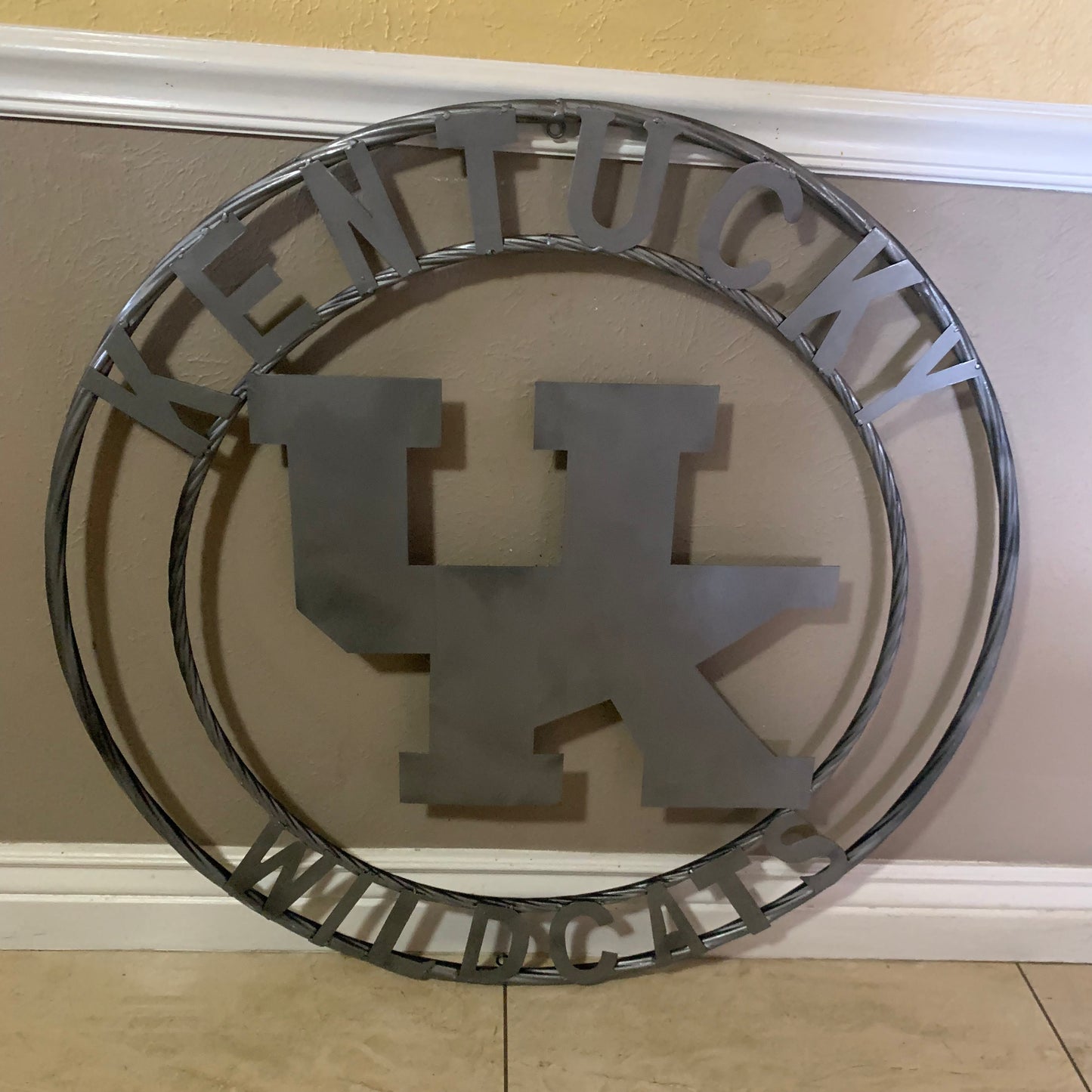 12", 18", 24", 32" KENTUCKY WILDCATS CUSTOM SILVER GREY METAL VINTAGE CRAFT SIGN HANDMADE
