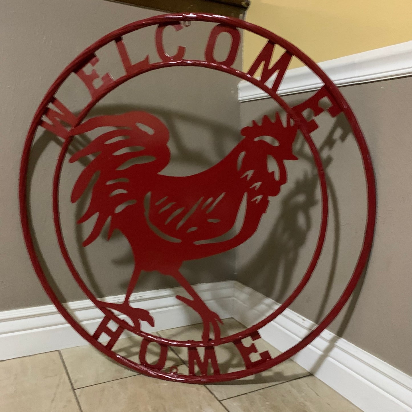 YOUR CUSTOM NAME RED ROOSTER LASERCUT METAL ART WITH RING DESIGN WESTERN METAL ANIMAL ART HOME WALL DECOR BRAND NEW