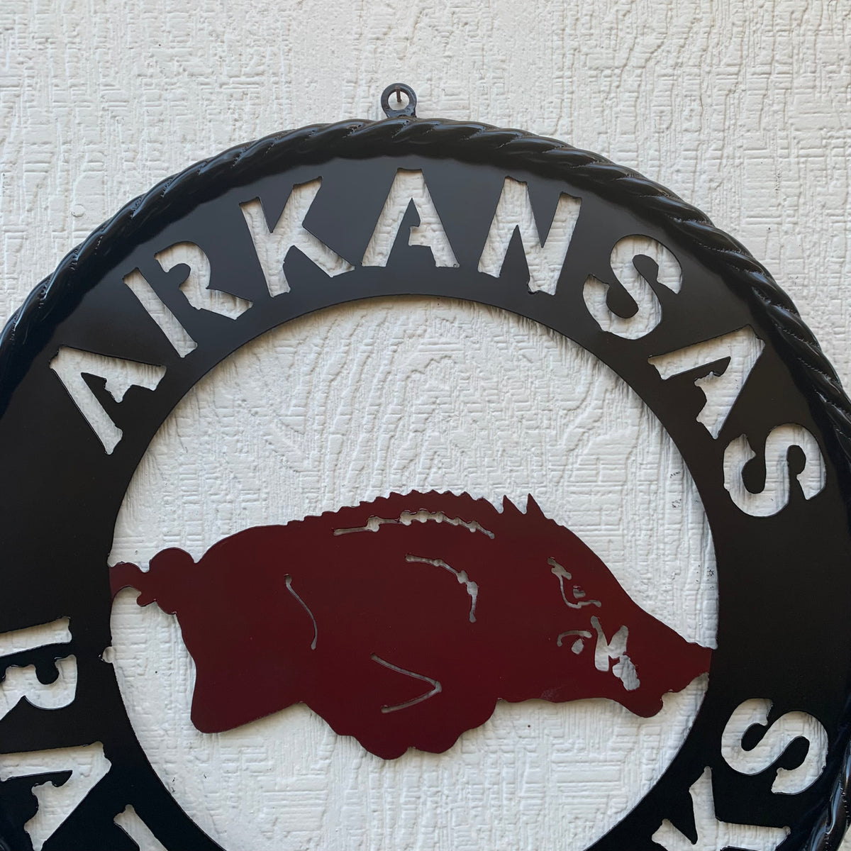 12", 18", 24", 32" ARKANSAS RAZORBACKS CUSTOM METAL VINTAGE CRAFT WIDE BAND RING TEAM SIGN HANDMADE