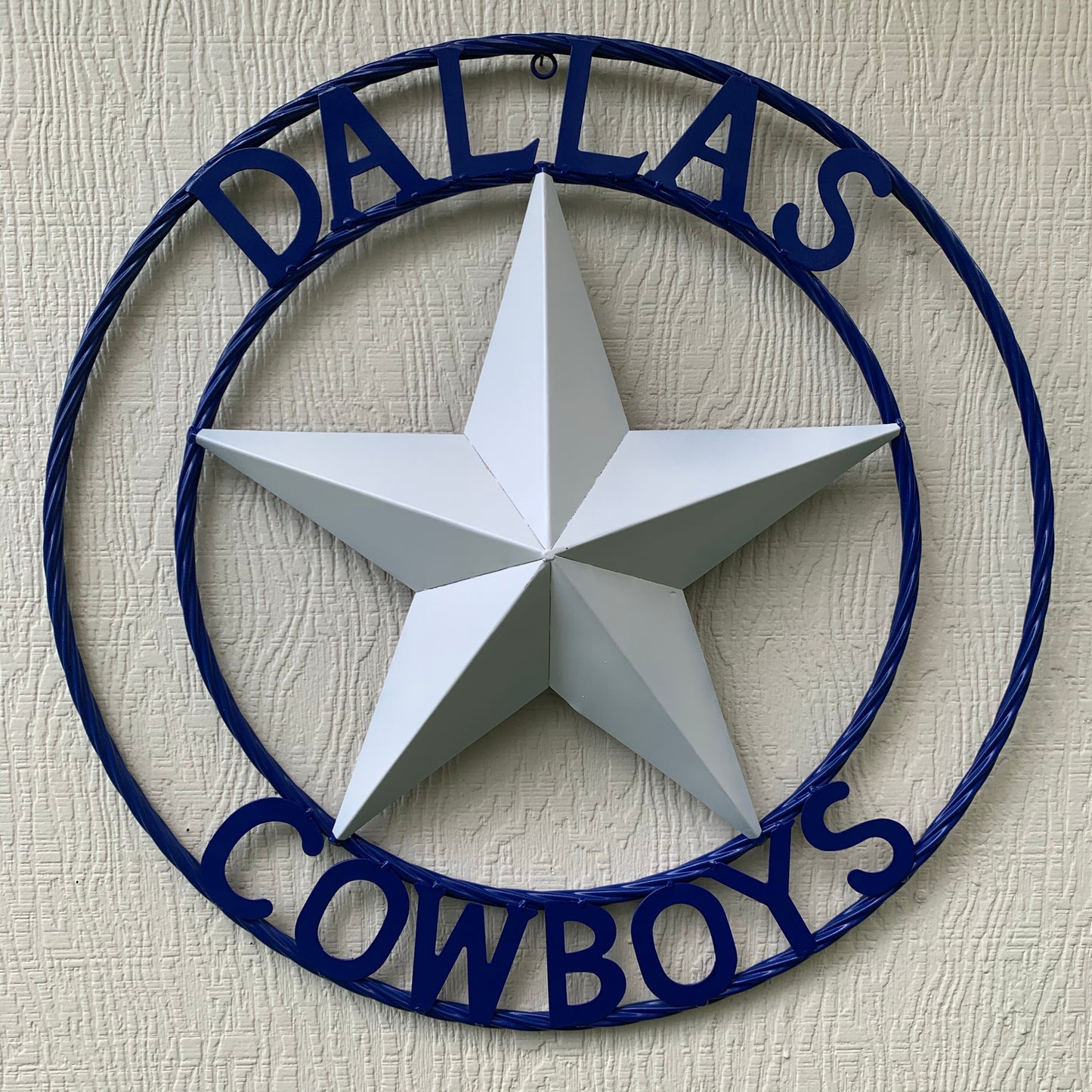 DALLAS COWBOYS STAR METAL BARN LONE STAR WESTERN HOME DECOR BLUE & WHITE STAR, SIZE:24",32",36",40",42",44",46",50"
