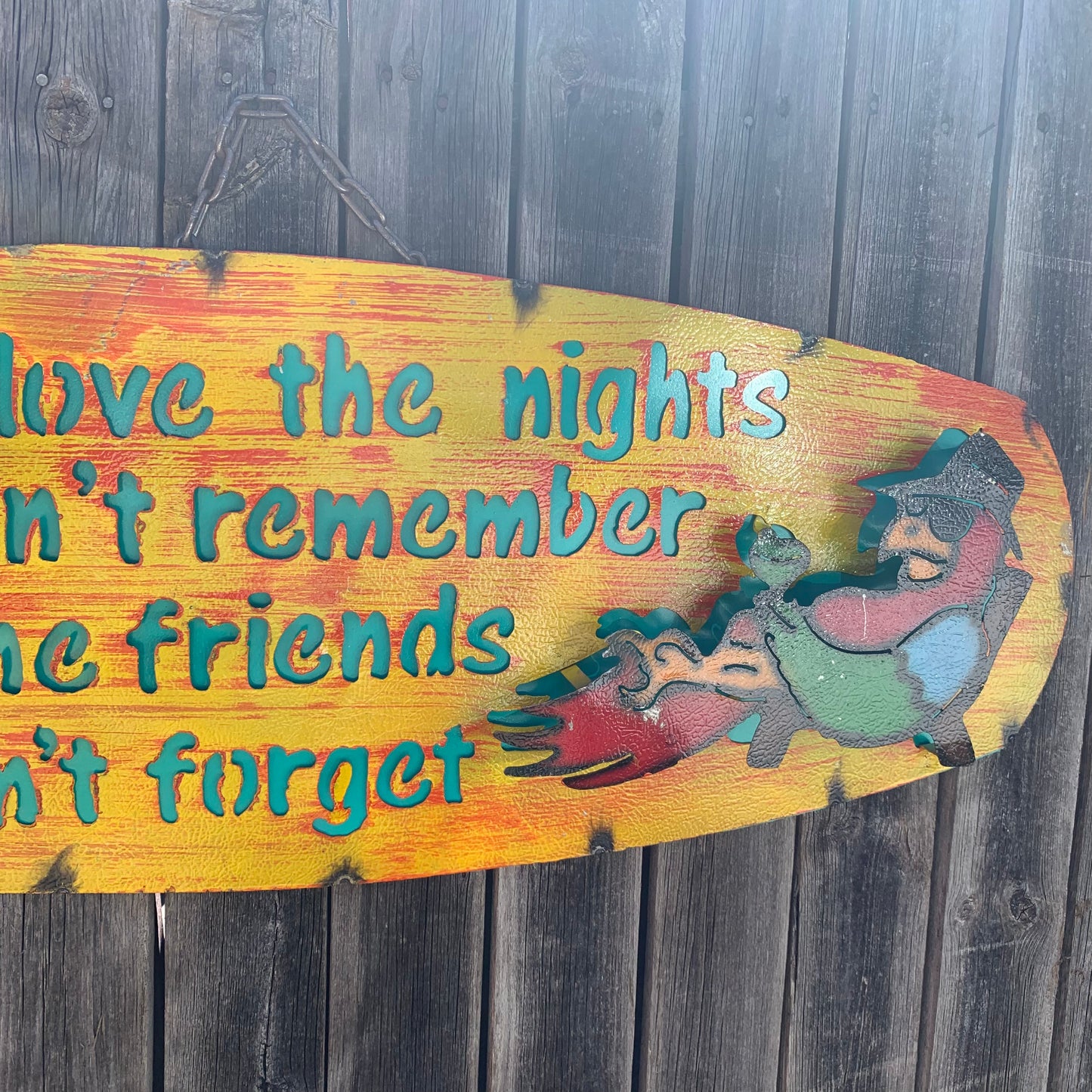 37"x 13" FRIENDS METAL OVAL DISC SIGN WALL ART WESTERN HOME DECOR BRAND NEW