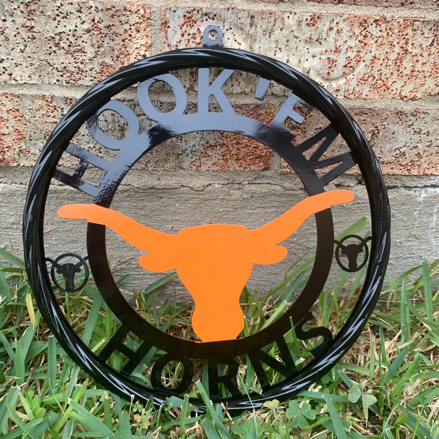 HOOKEM HORNS TEXAS LONGHORNS HOOK EM METAL CUSTOM VINTAGE CRAFT WALL ART TEAM SIGN HANDMADE