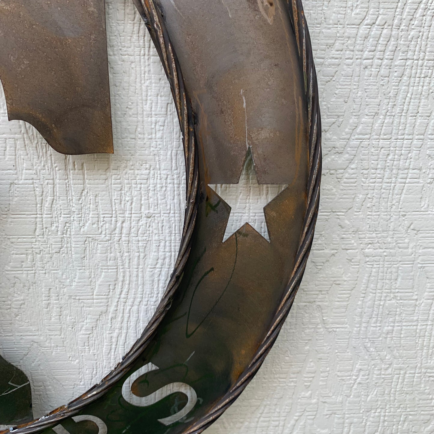 12", 18", 24", 32" TEXAS RANGERS CUSTOM RAW METAL VINTAGE CRAFT TEAM SIGN WIDE BAND RING DISC HANDMADE