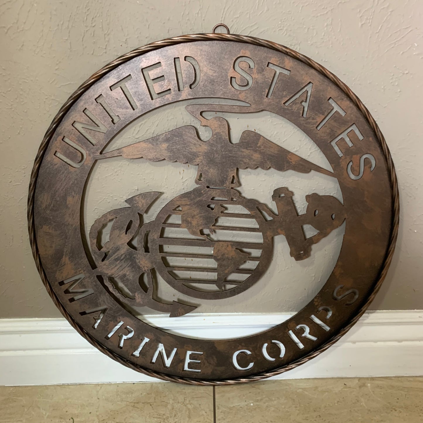 #EH10851 24" UNITED STATES MARINE CORPS MILITARY LASERCUT METAL WALL ART SIGN WESTERN HOME DECOR HANDMADE BRONZE