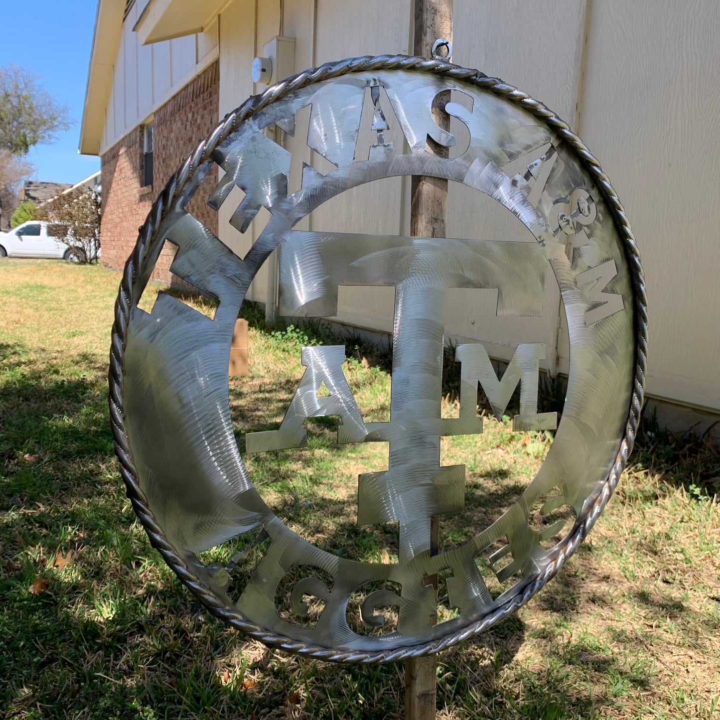 TEXAS A&M WIDE BAND RAW METAL CUSTOM VINTAGE CRAFT WALL ART TEAM SIGN HANDMADE