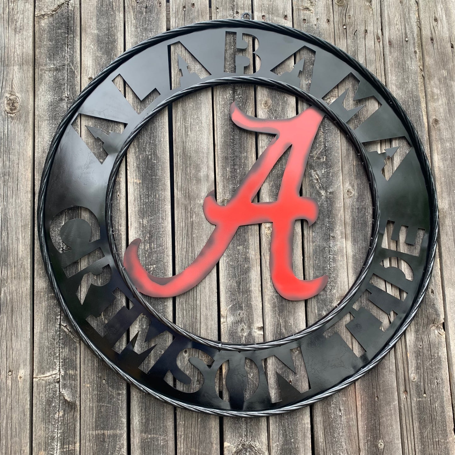 ALABAMA CRIMSON TIDE WIDE BAND RING CUSTOM METAL VINTAGE SIGN TEAM SPORTS HANDMADE