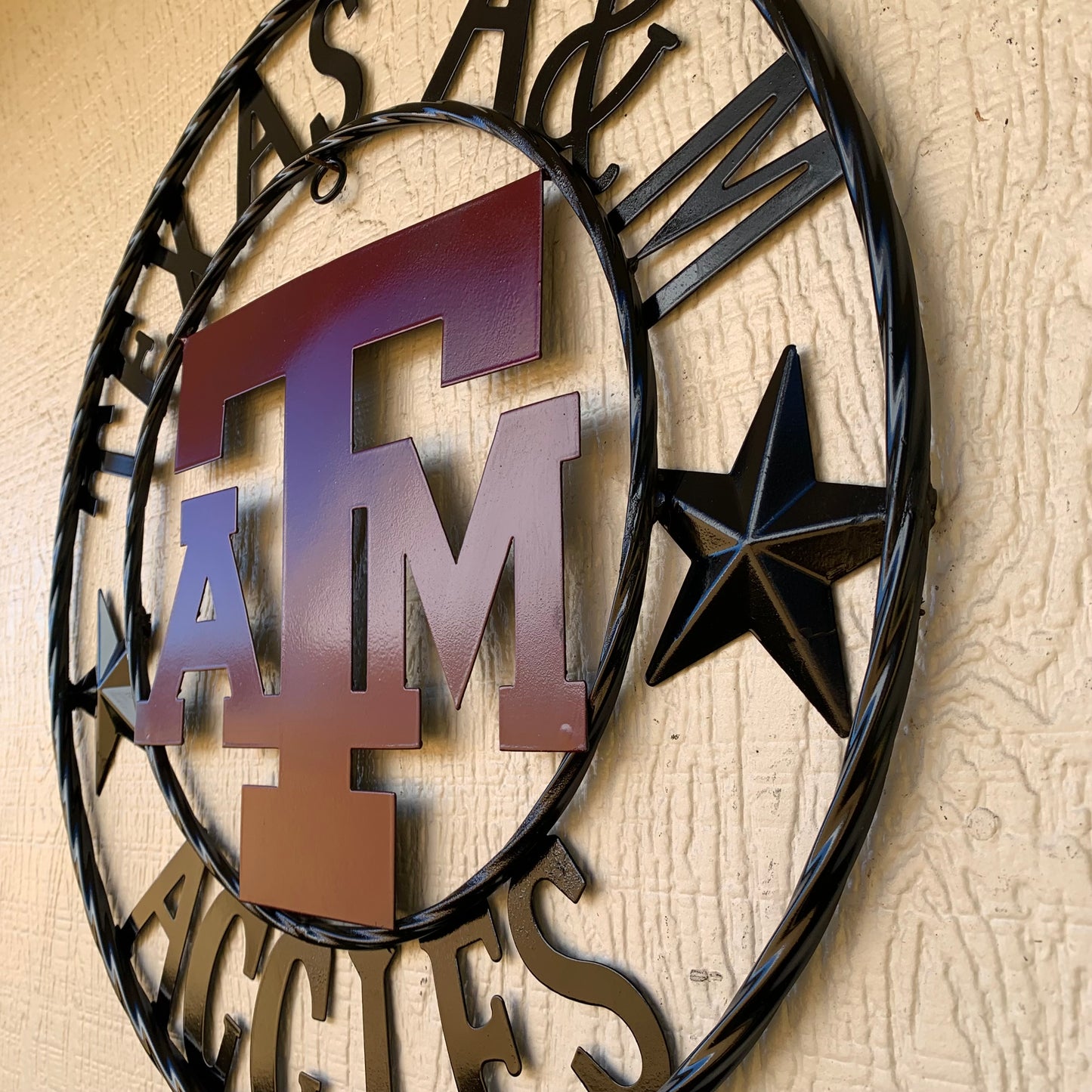 TEXAS A&M WITH STARS CUSTOM METAL VINTAGE CRAFT SIGN WALL ART TEAM SIGN HANDMADE