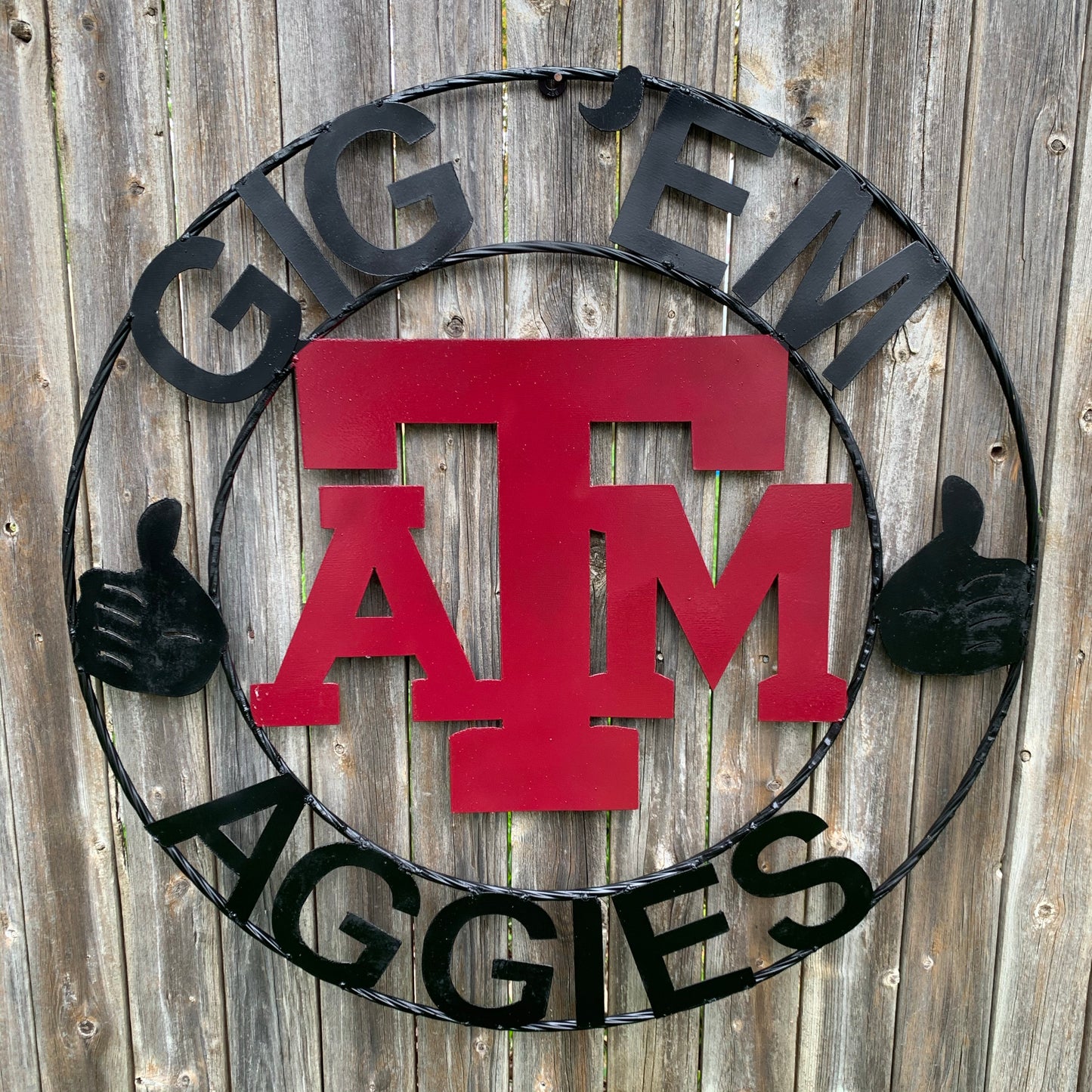 GIGEM AGGIES TEXAS A&M CUSTOM METAL VINTAGE CRAFT TEAM SIGN WESTERN HOME DECOR HANDMADE
