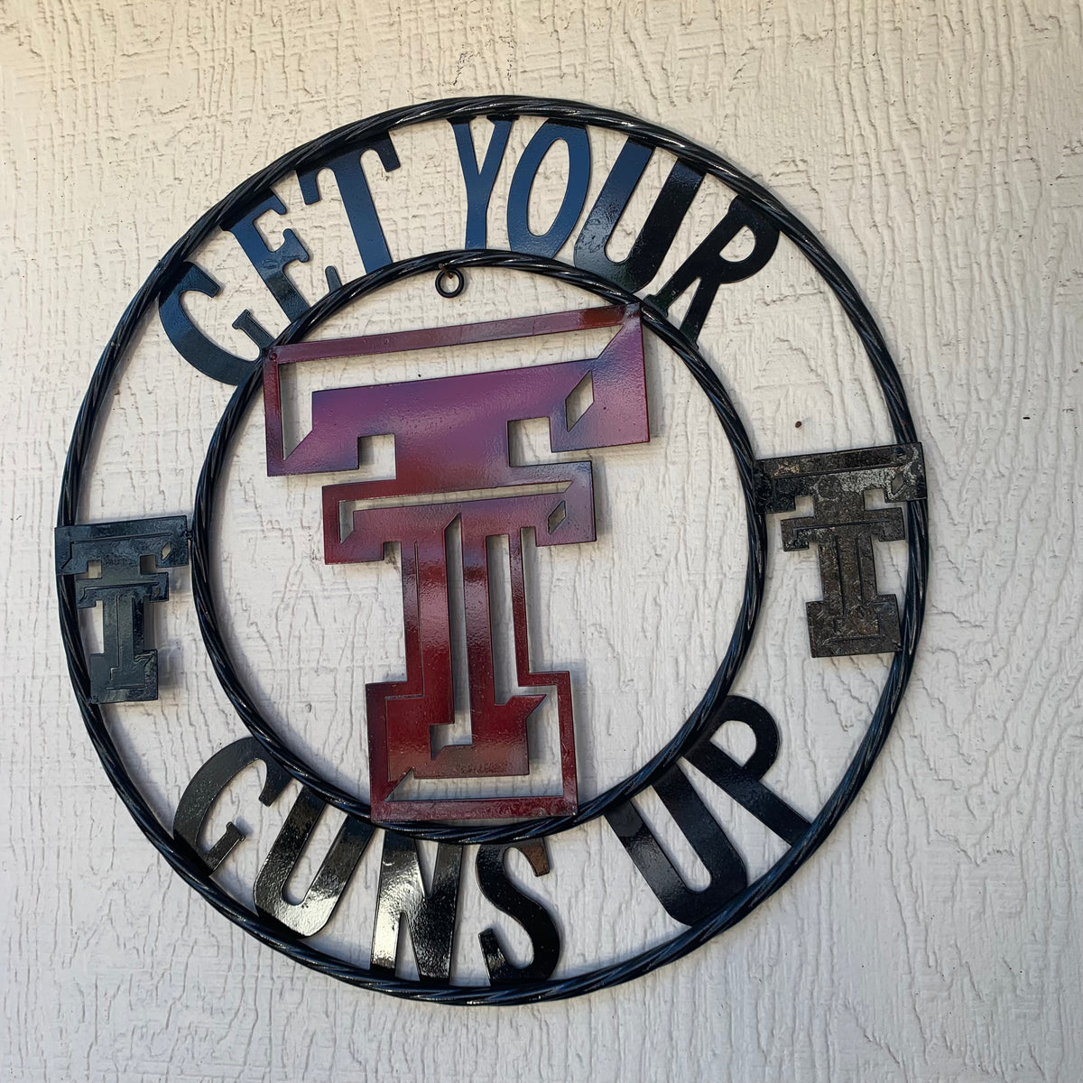 12", 18", 24", 32" GET YOUR GUNS UP TEXAS TECH CUSTOM METAL VINTAGE CRAFT TEAM SIGN
