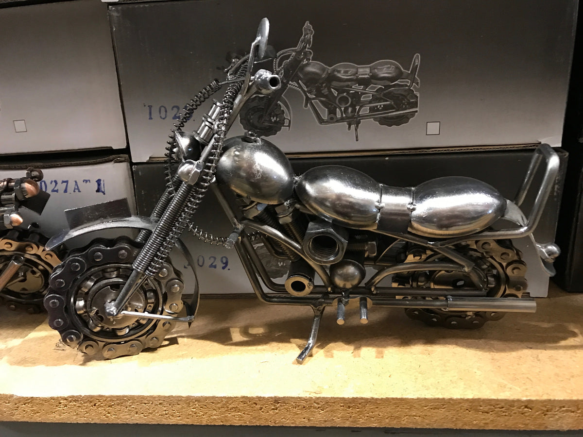 12" HARLEY STYLE MOTORCYCLE GUN METAL WESTERN HOME BAR DECOR NEW