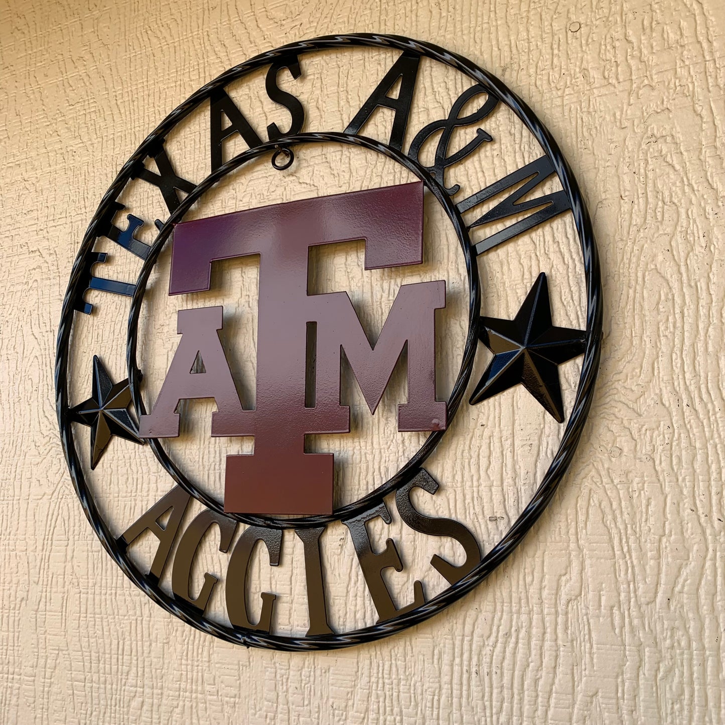 TEXAS A&M WITH STARS CUSTOM METAL VINTAGE CRAFT SIGN WALL ART TEAM SIGN HANDMADE