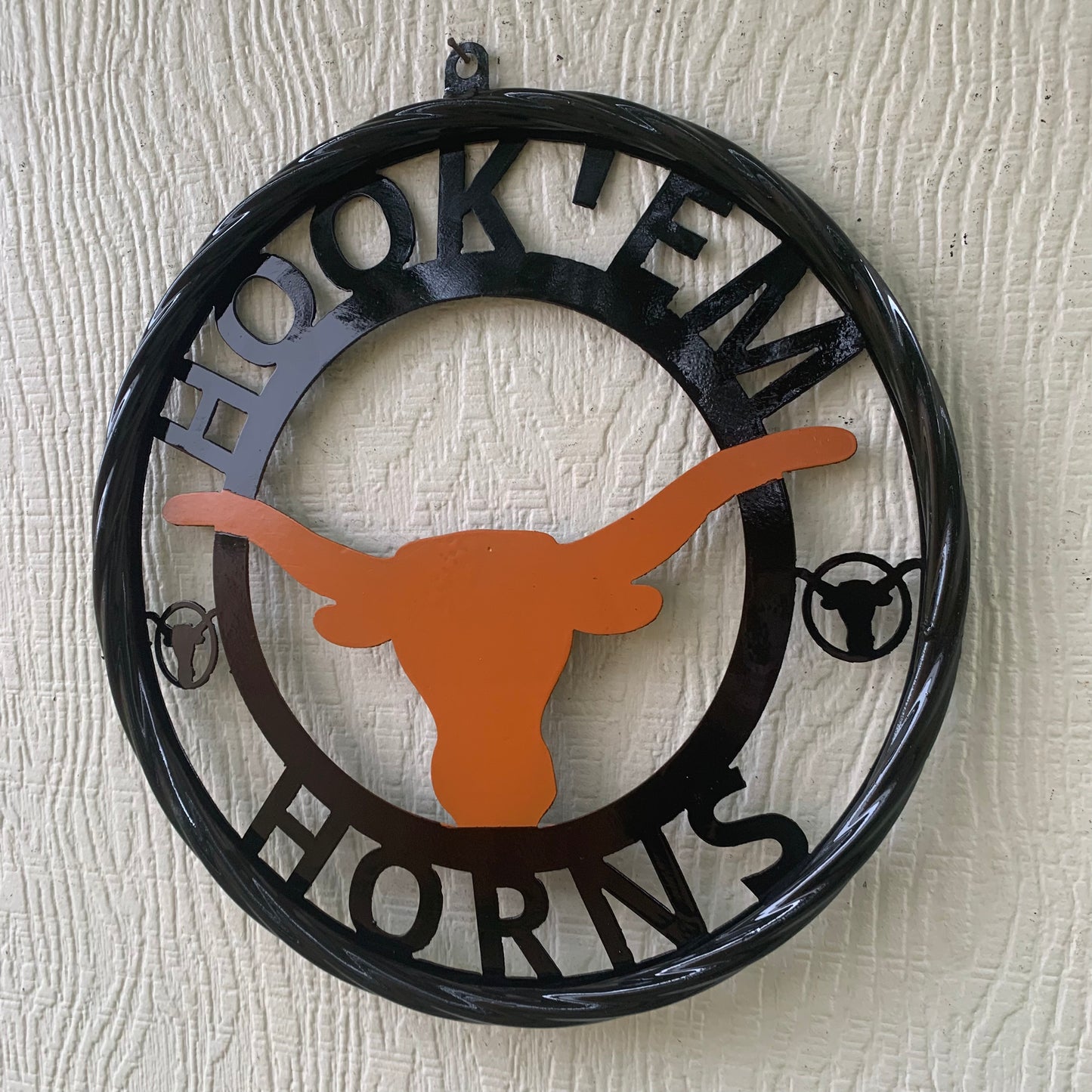 HOOKEM HORNS TEXAS LONGHORNS HOOK EM METAL CUSTOM VINTAGE CRAFT WALL ART TEAM SIGN HANDMADE