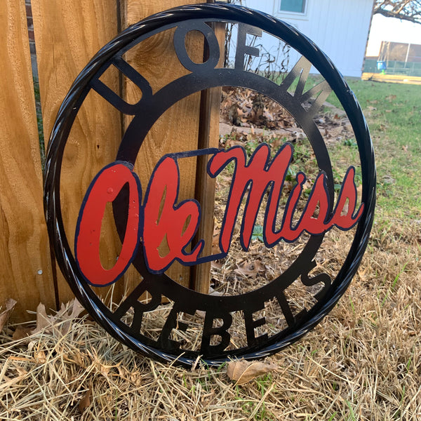 OLE MISS REBELS MISSISSIPPI METAL CUSTOM VINTAGE CRAFT TEAM SIGN HANDMADE