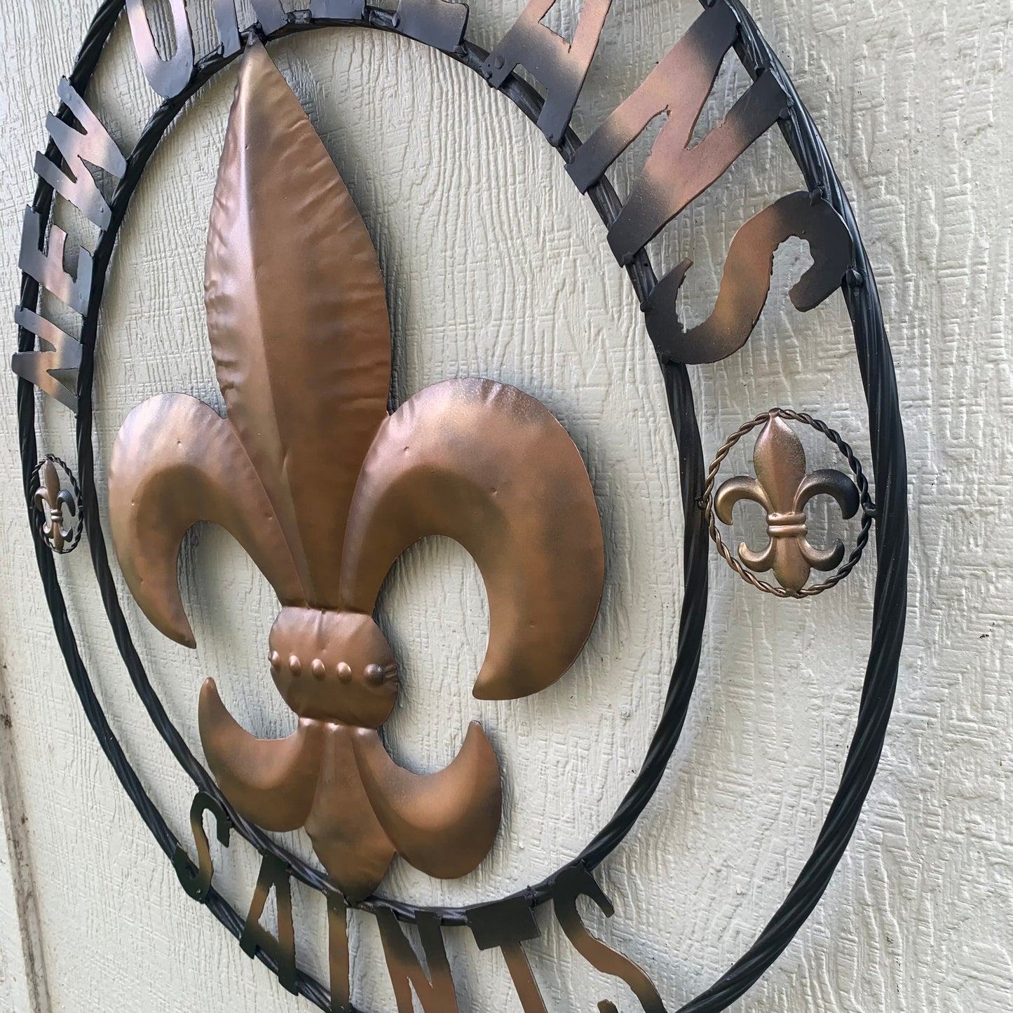 NEW ORLEANS SAINTS METAL SIGN WALL ART WESTERN HOME DECOR GOLD & BLACK HANDMADE #EH10272
