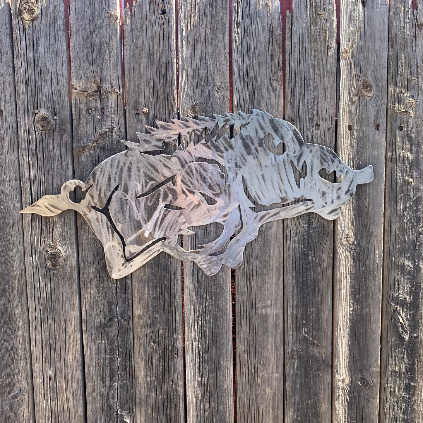 24" X 12" ARKANSAS RAZORBACKS CUSTOM RAW METAL VINTAGE CRAFT WIDE BAND RING TEAM SIGN HANDMADE