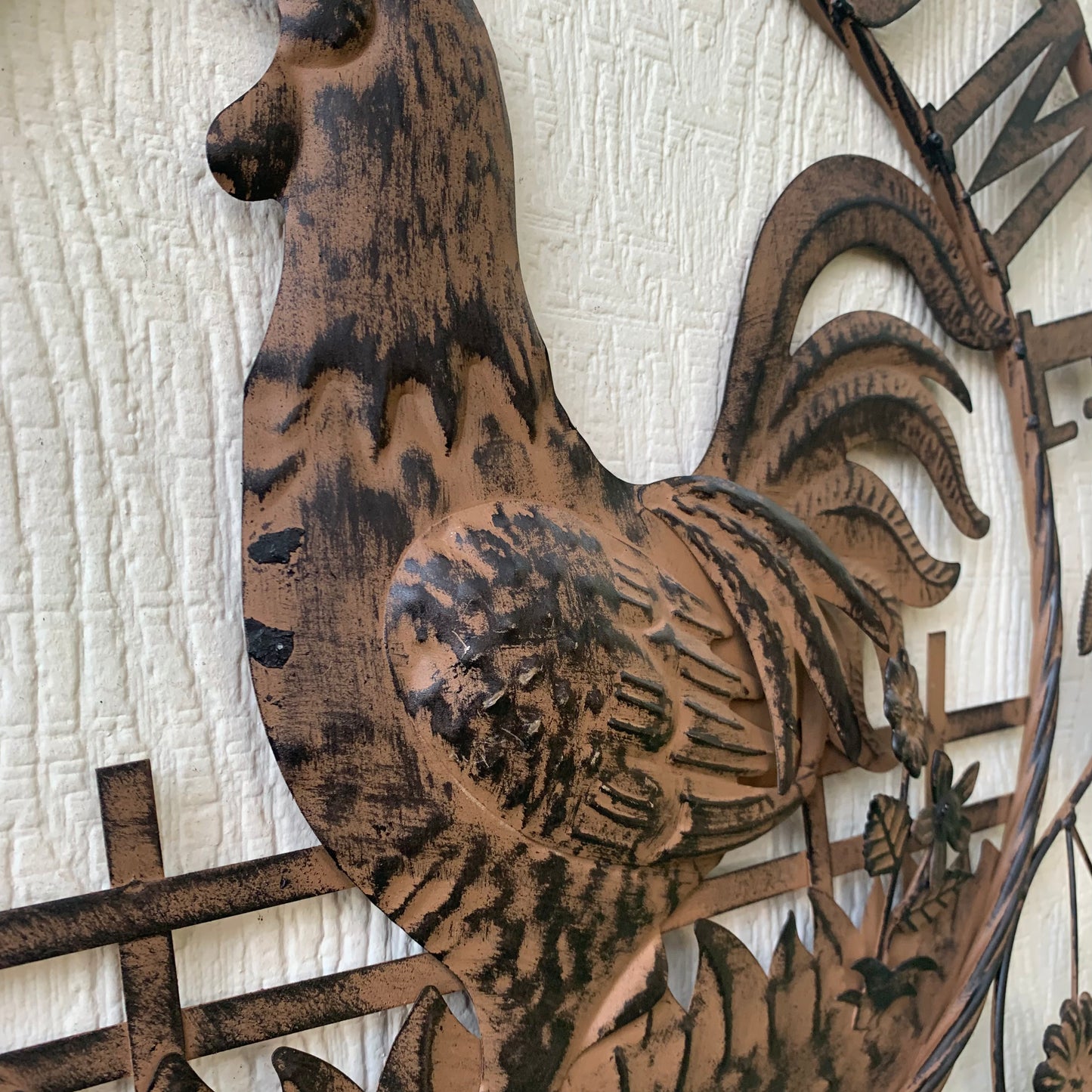#EH11437 ROOSTER WELCOME 24" SCROLL ART METAL SIGN WESTERN HOME DECOR NEW
