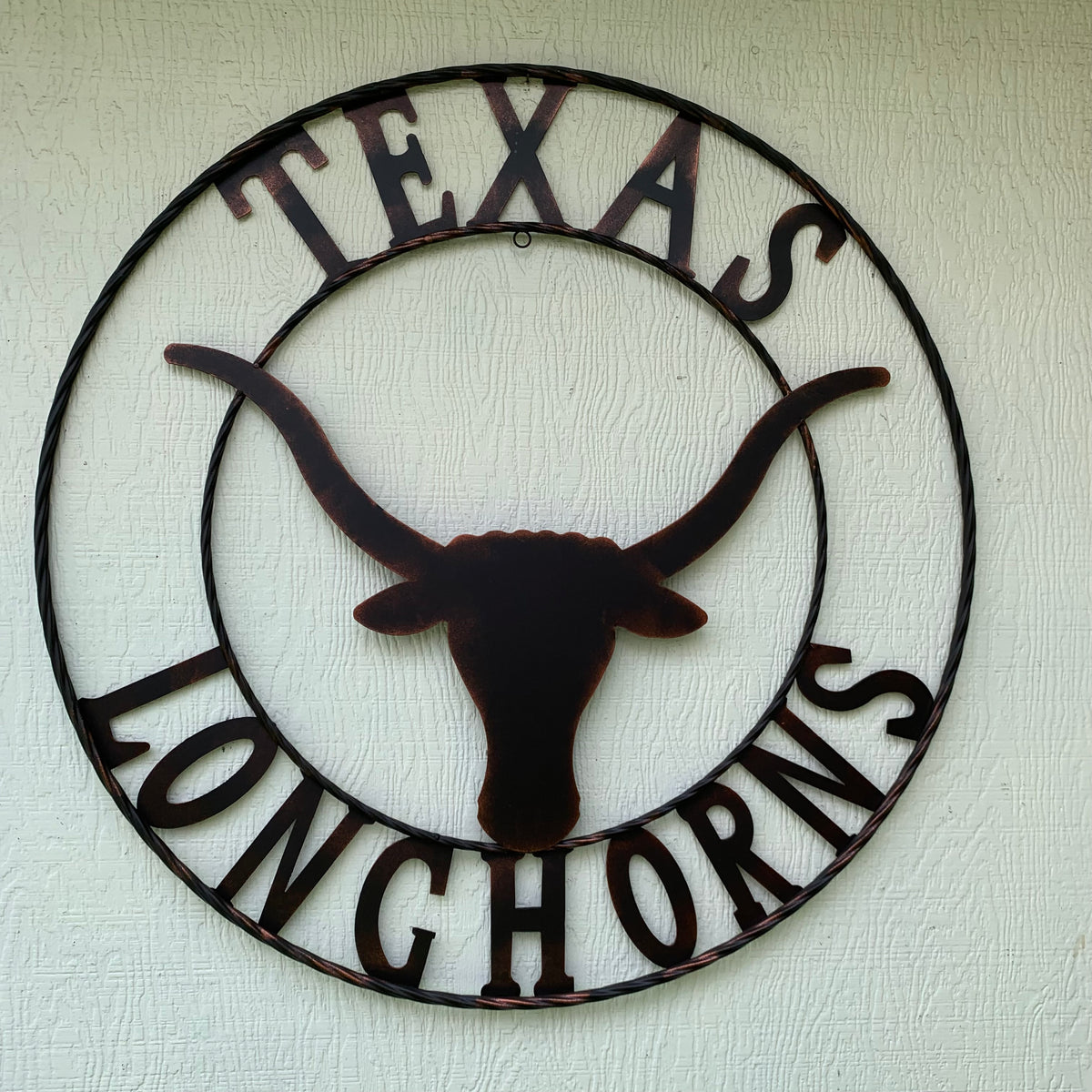 TEXAS LONGHORNS CUSTOM METAL VINTAGE CRAFT SIGN TEAM ART WESTERN HOME DECOR RUSTIC BRONZE HANDMADE #EH12565