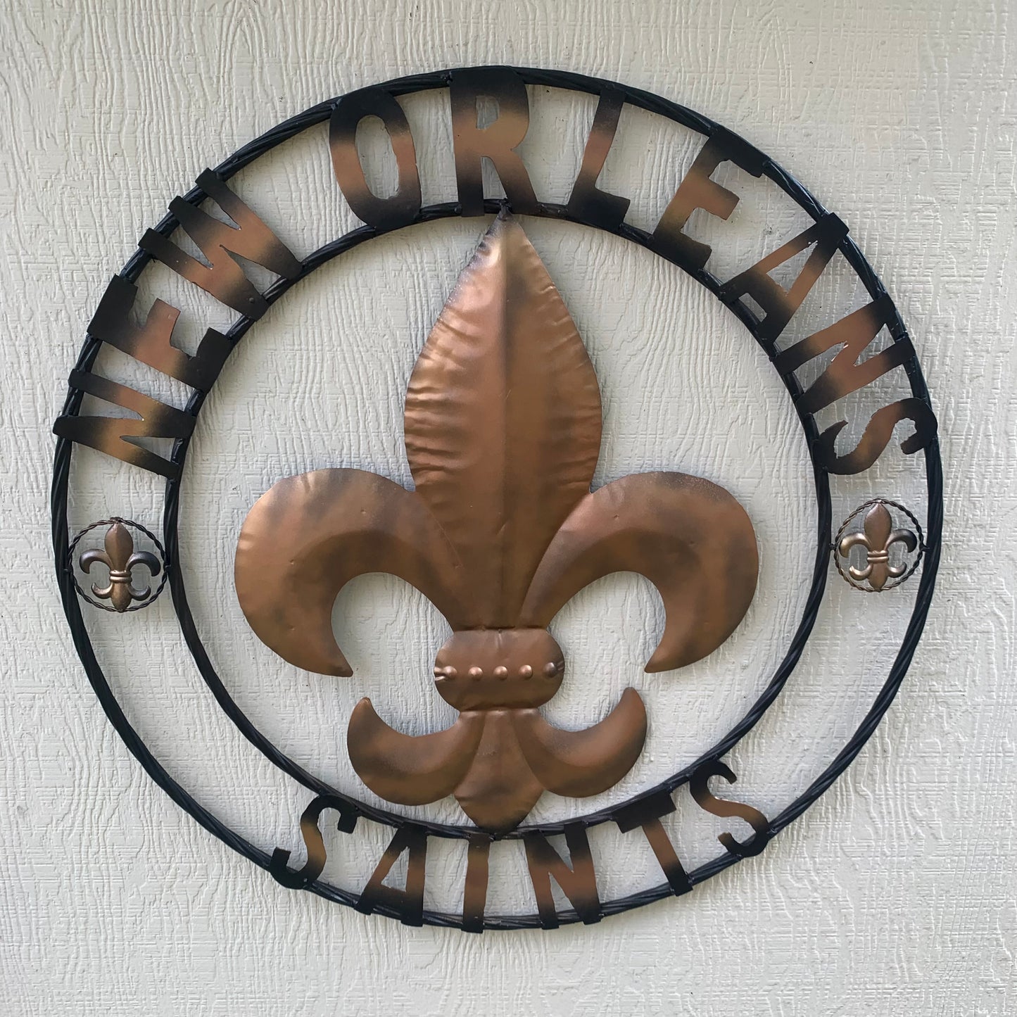 NEW ORLEANS SAINTS METAL SIGN WALL ART WESTERN HOME DECOR GOLD & BLACK HANDMADE #EH10272