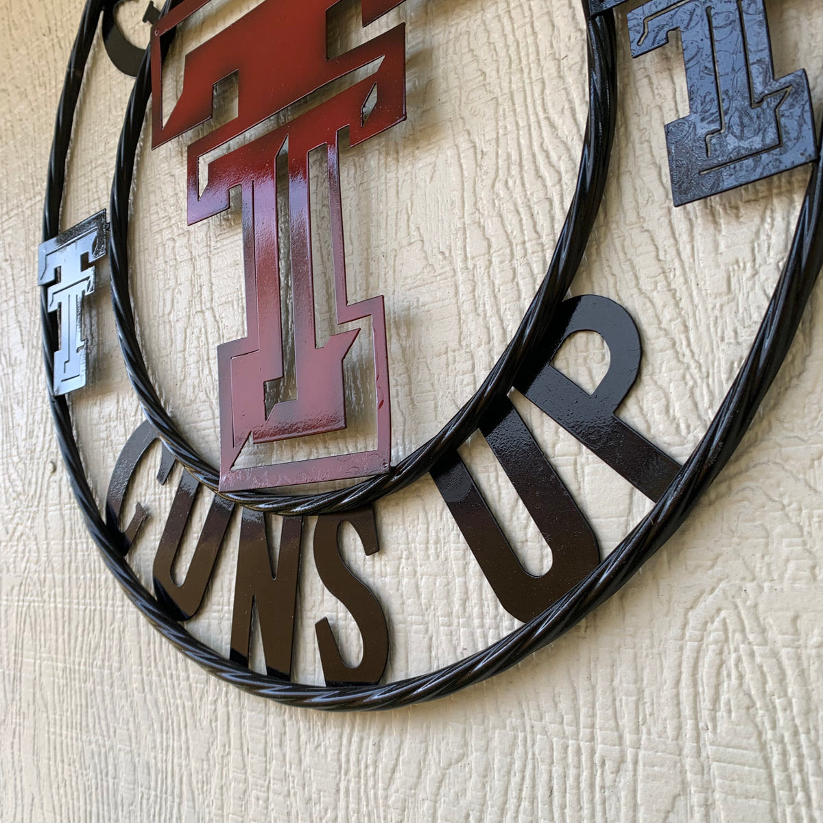 12", 18", 24", 32" GET YOUR GUNS UP TEXAS TECH CUSTOM METAL VINTAGE CRAFT TEAM SIGN