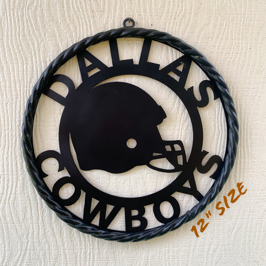 12", 18", 24", 32" DALLAS COWBOYS HELMET SIGN BLACK METAL CUSTOM VINTAGE CRAFT WALL ART TEAM SIGN HANDMADE