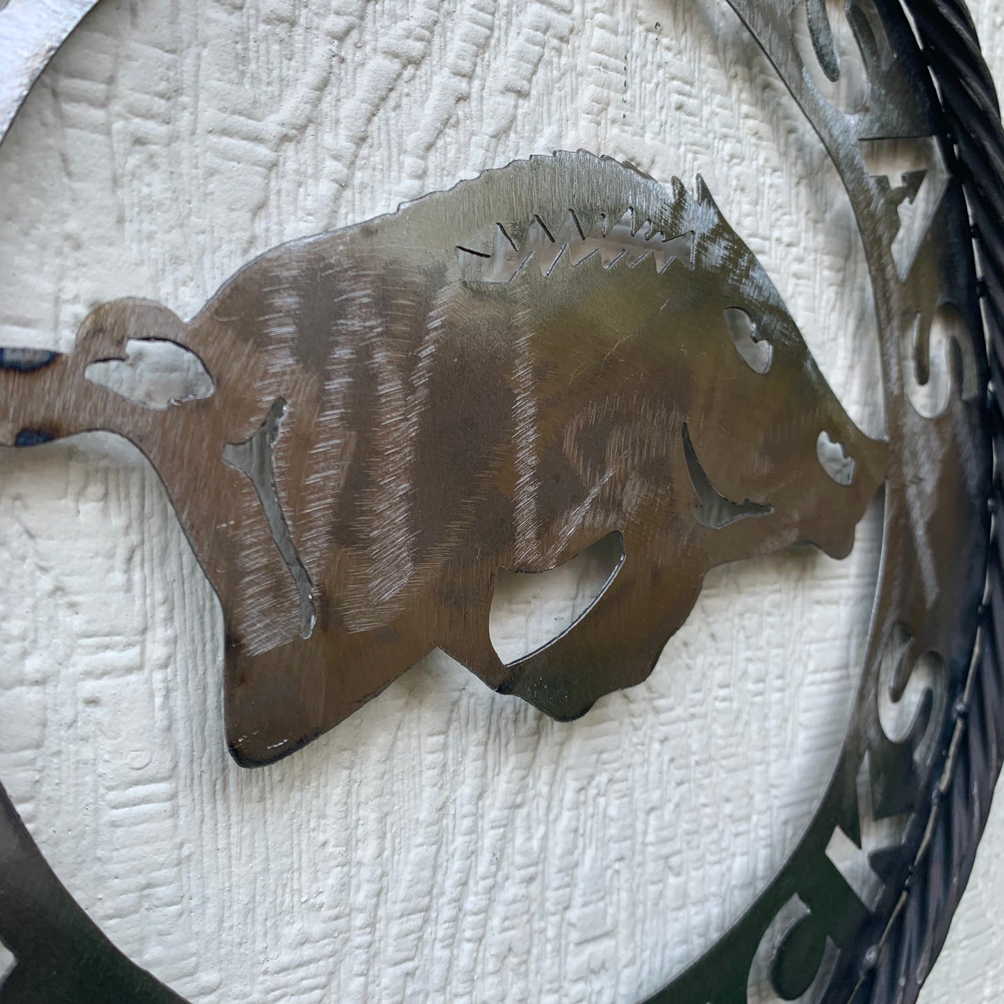 12", 18", 24", 32" ARKANSAS RAZORBACKS CUSTOM RAW METAL VINTAGE CRAFT WIDE BAND RING TEAM SIGN HANDMADE