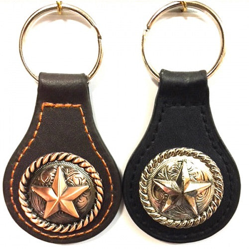#EH80012 LONESTAR ROPE RING SILVER OR BRONZE KEY FOB KEYCHAIN WESTERN FASHION ART NEW