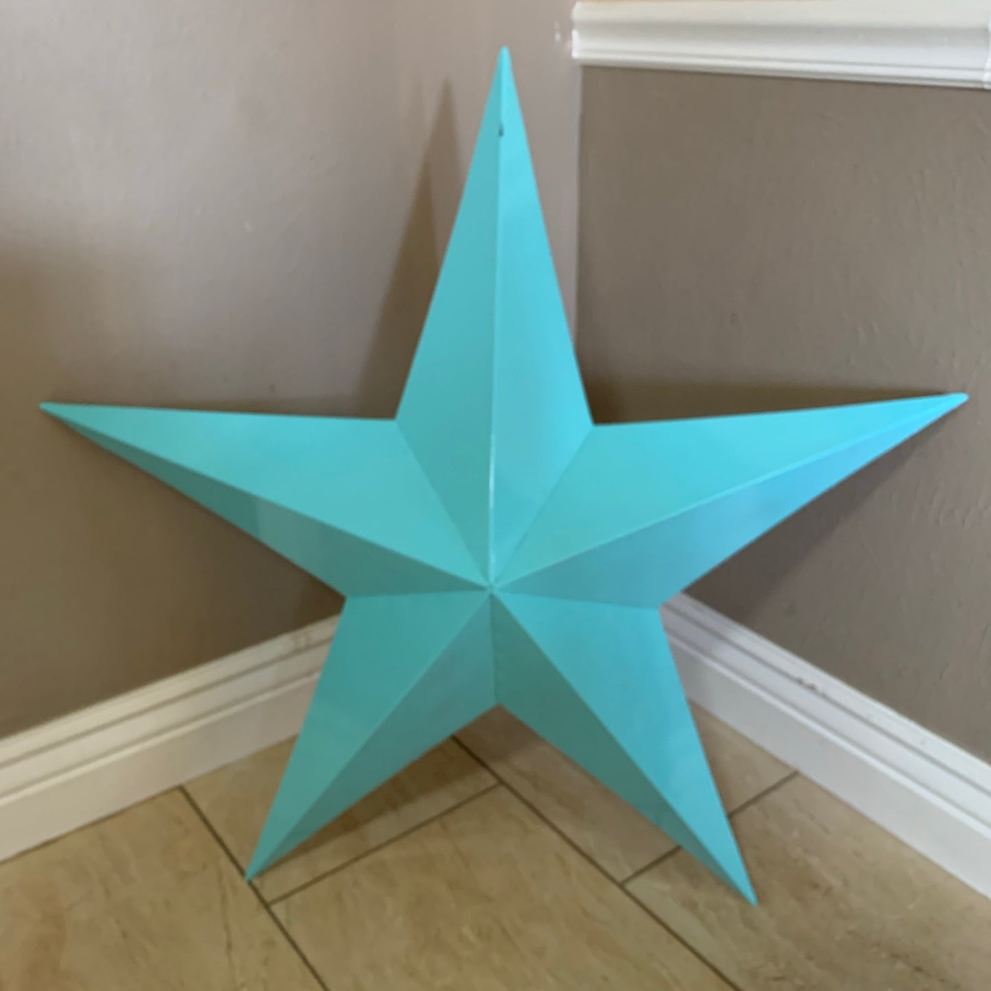 #EH11132 TURQUOISE BARN METAL STAR WALL ART WESTERN HOME DECOR HANDMADE NEW