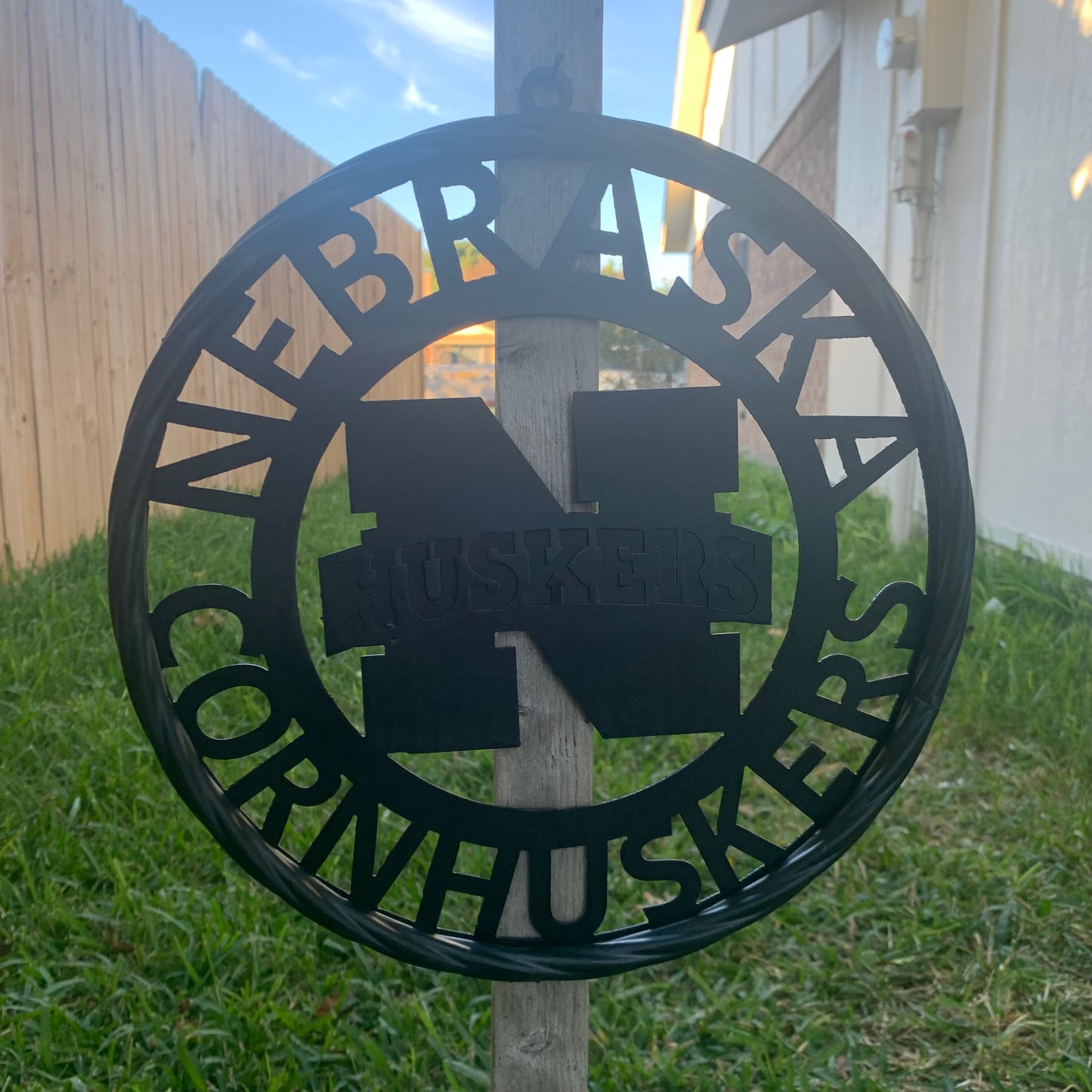 12" NEBRASKA HUSKERS BLACK METAL CUSTOM VINTAGE CRAFT TEAM SIGN