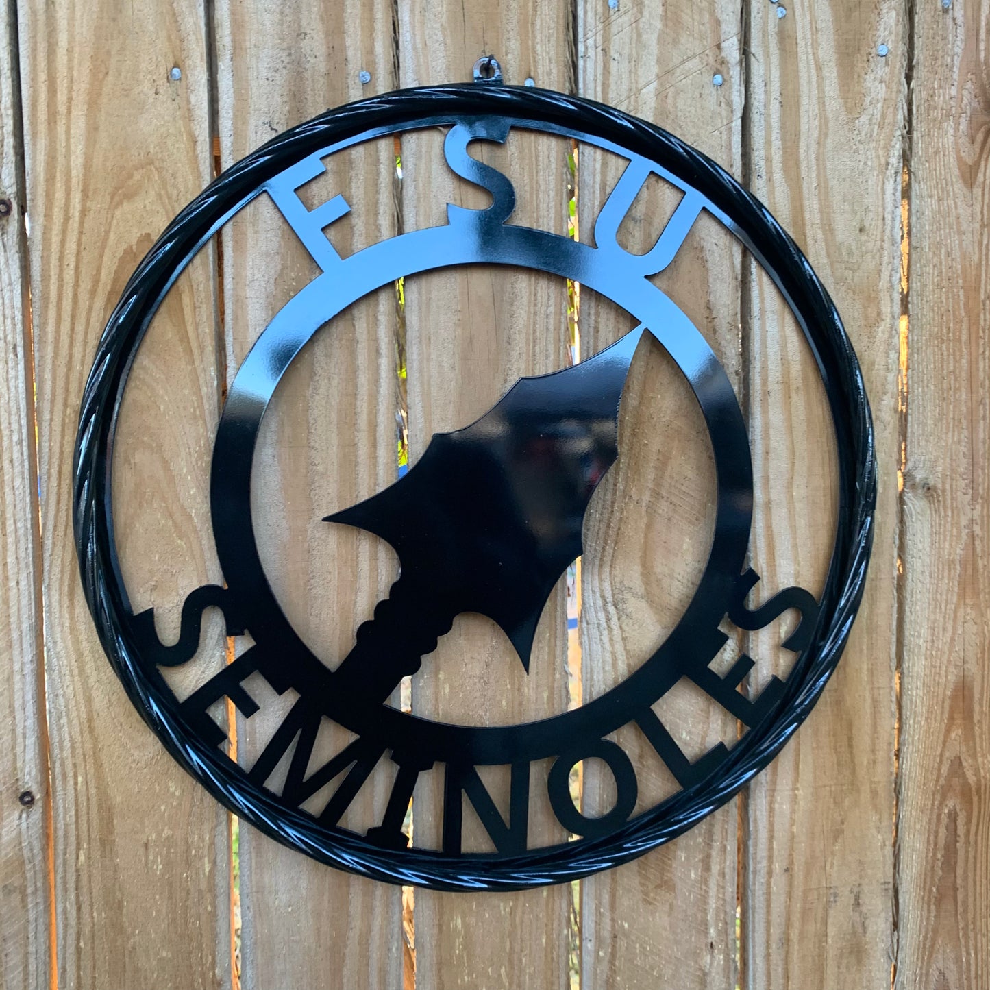 12", 18", 24", 32" FSU SEMINOLES FLORIDA STATE SPEAR CUSTOM METAL VINTAGE CRAFT TEAM SIGN RUSTIC BLACK HANDMADE