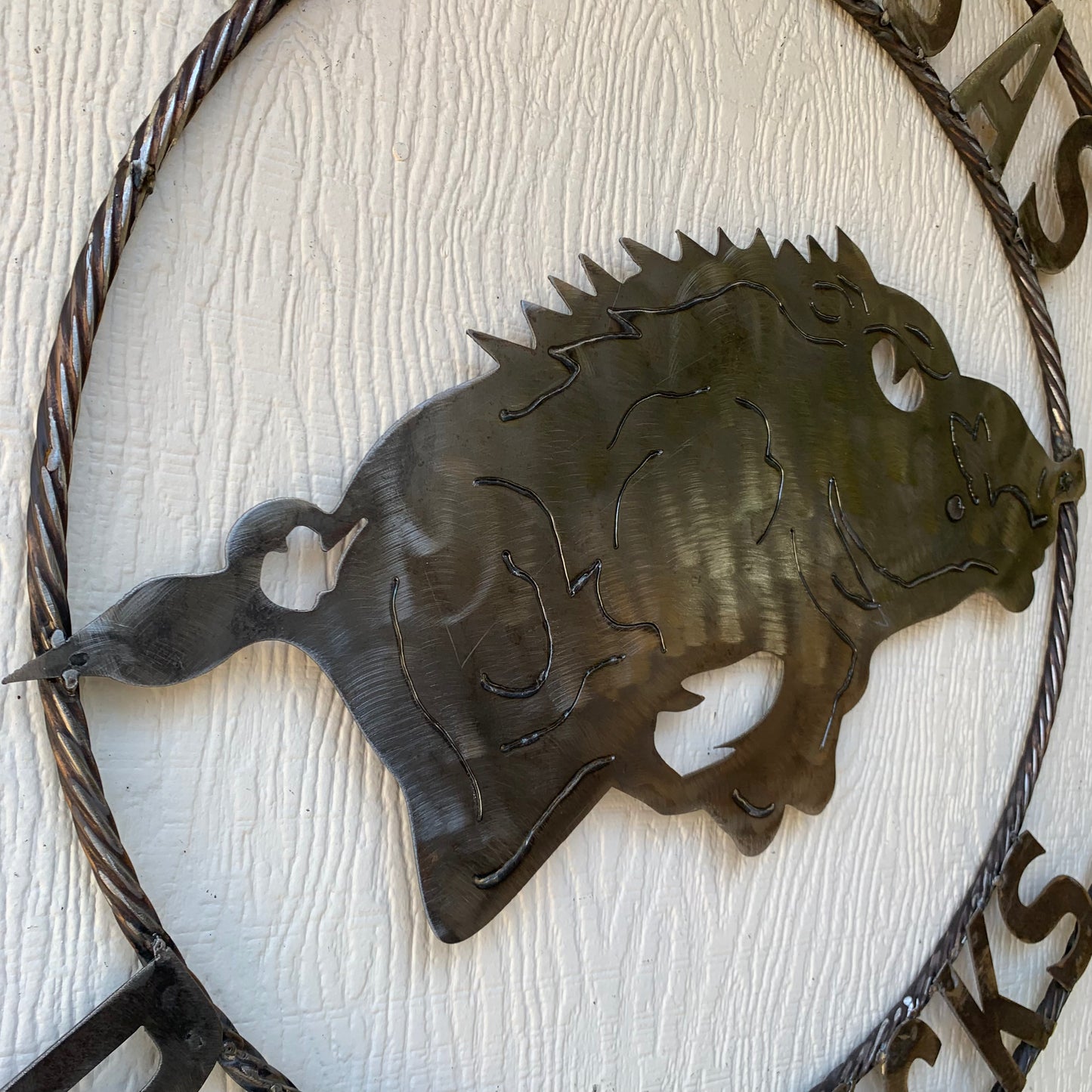 ARKANSAS RAZORBACKS CUSTOM RAW METAL VINTAGE CRAFT TEAM SIGN OFFICIAL LICENSED PRODUCT