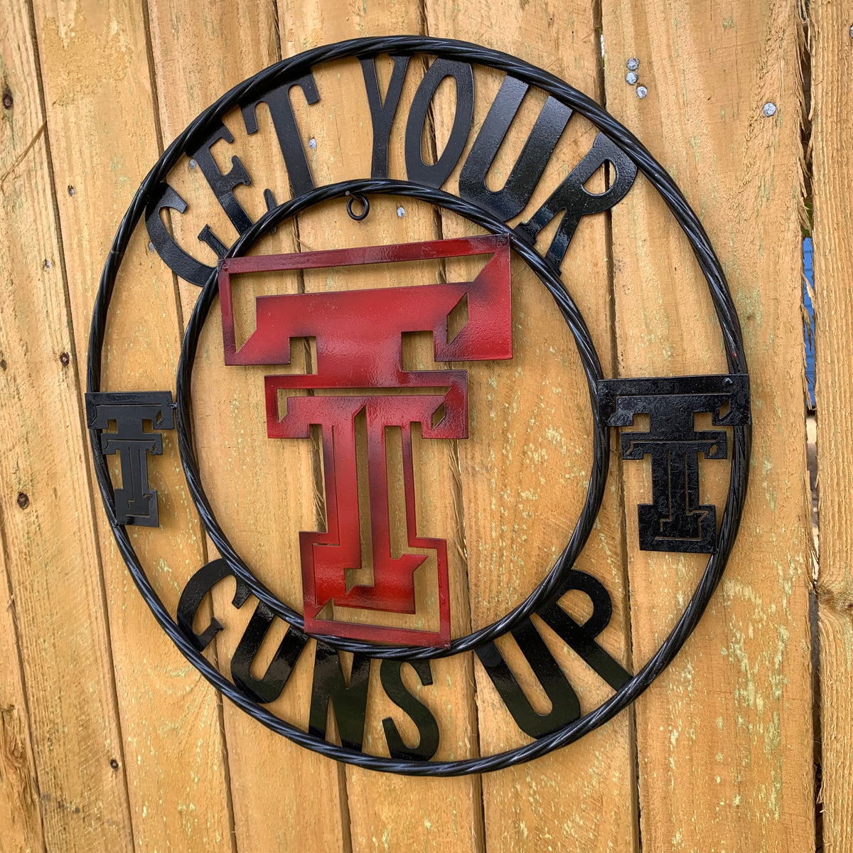 12", 18", 24", 32" GET YOUR GUNS UP TEXAS TECH CUSTOM METAL VINTAGE CRAFT TEAM SIGN