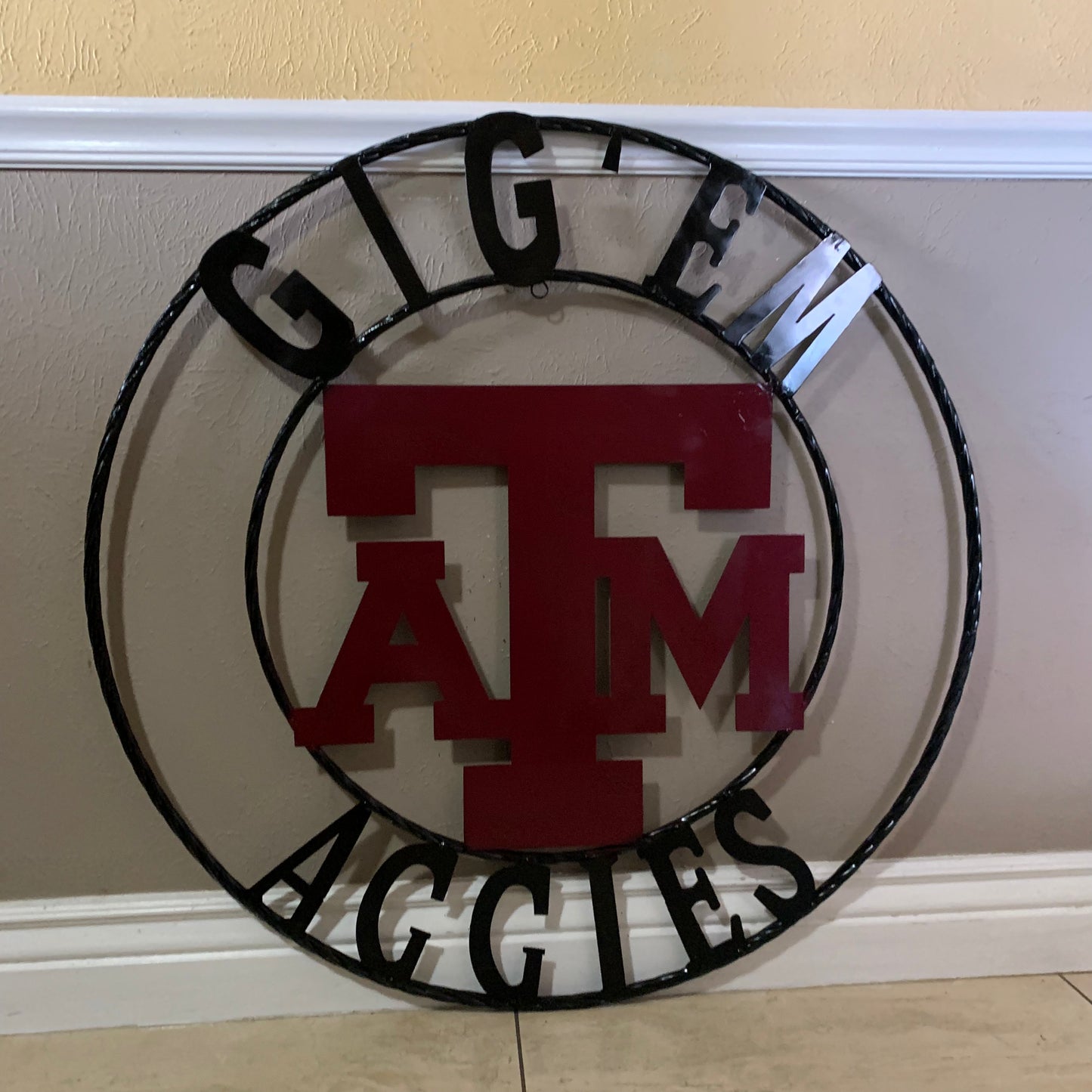 GIGEM AGGIES CUSTOM METAL VINTAGE CRAFT SIGN TEAM WESTERN HOME DECOR HANDMADE