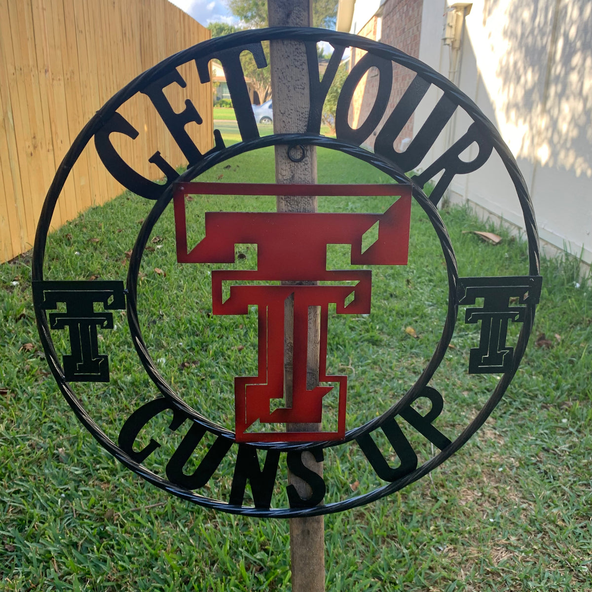 12", 18", 24", 32" GET YOUR GUNS UP TEXAS TECH CUSTOM METAL VINTAGE CRAFT TEAM SIGN