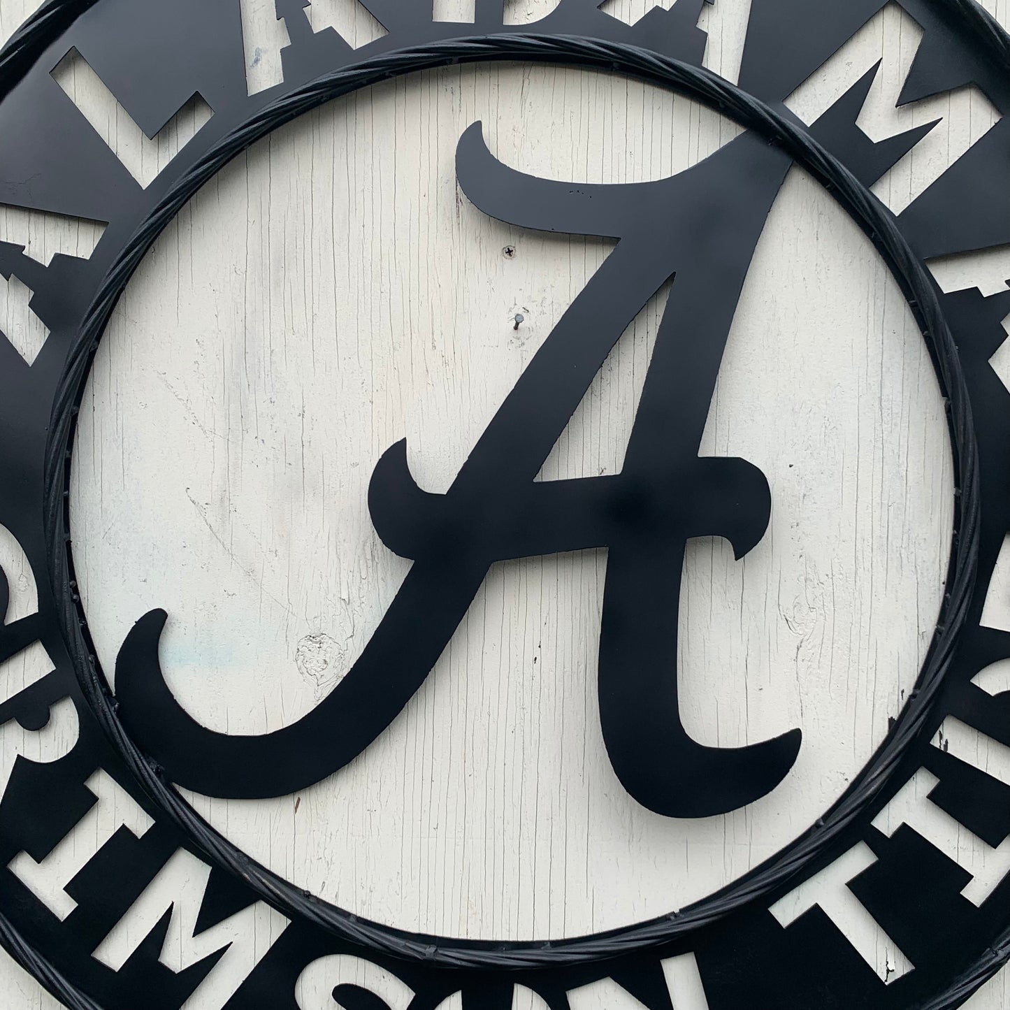 ALABAMA CRIMSON TIDE BLACK WIDE BAND RING LASERCUT CUSTOM METAL VINTAGE TEAM CRAFT HANDMADE