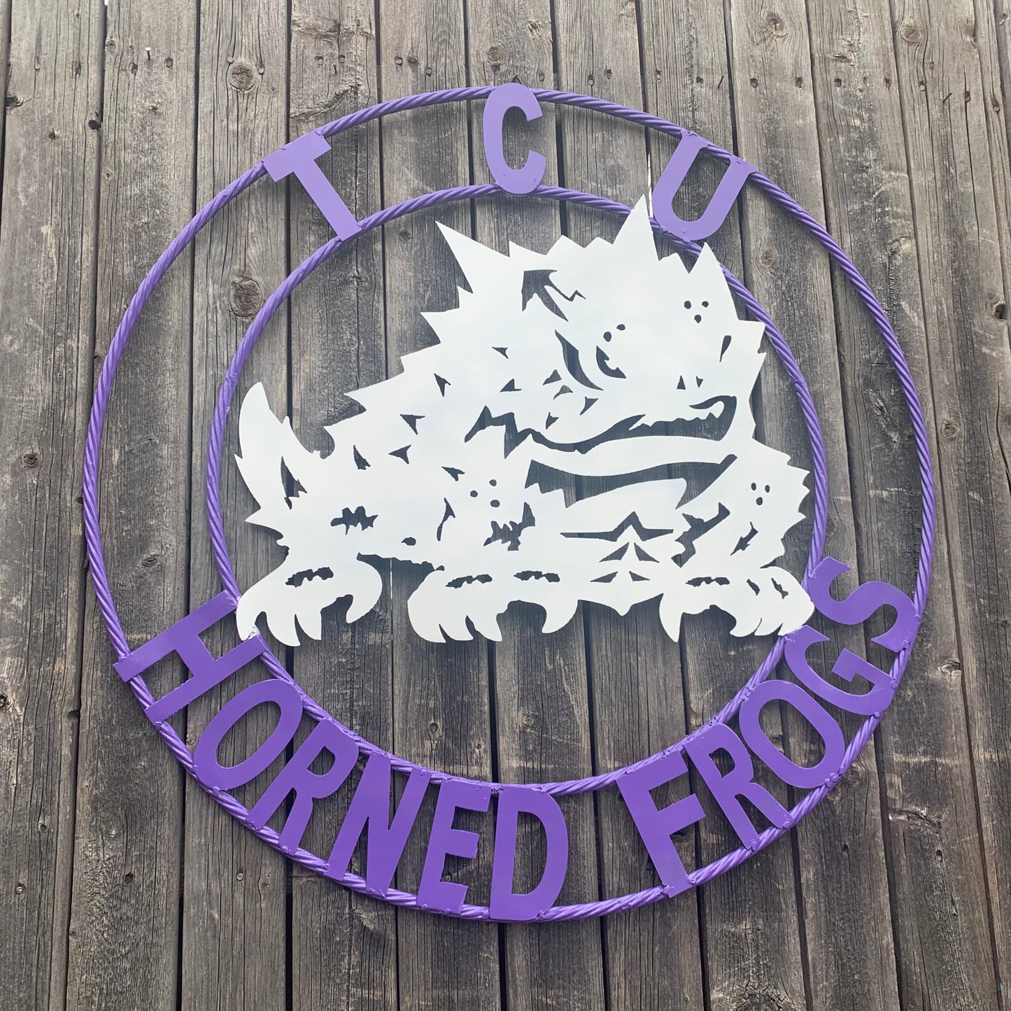 12",18",24",32",36" TCU HORNED FROGS CUSTOM METAL VINTAGE CRAFT TEAM SIGN HANDMADE