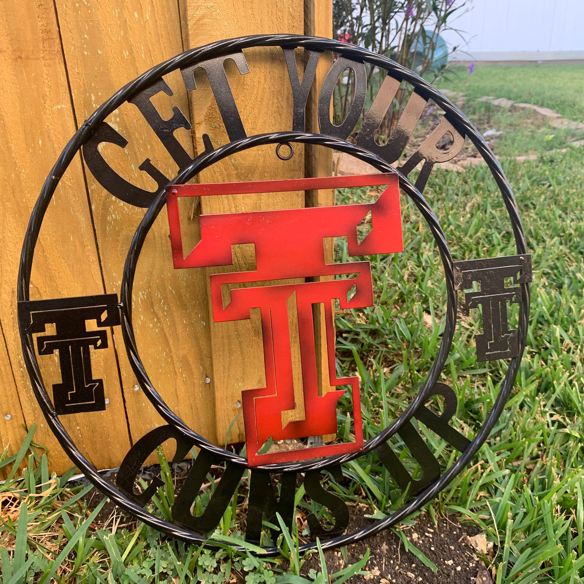 12", 18", 24", 32" GET YOUR GUNS UP TEXAS TECH CUSTOM METAL VINTAGE CRAFT TEAM SIGN