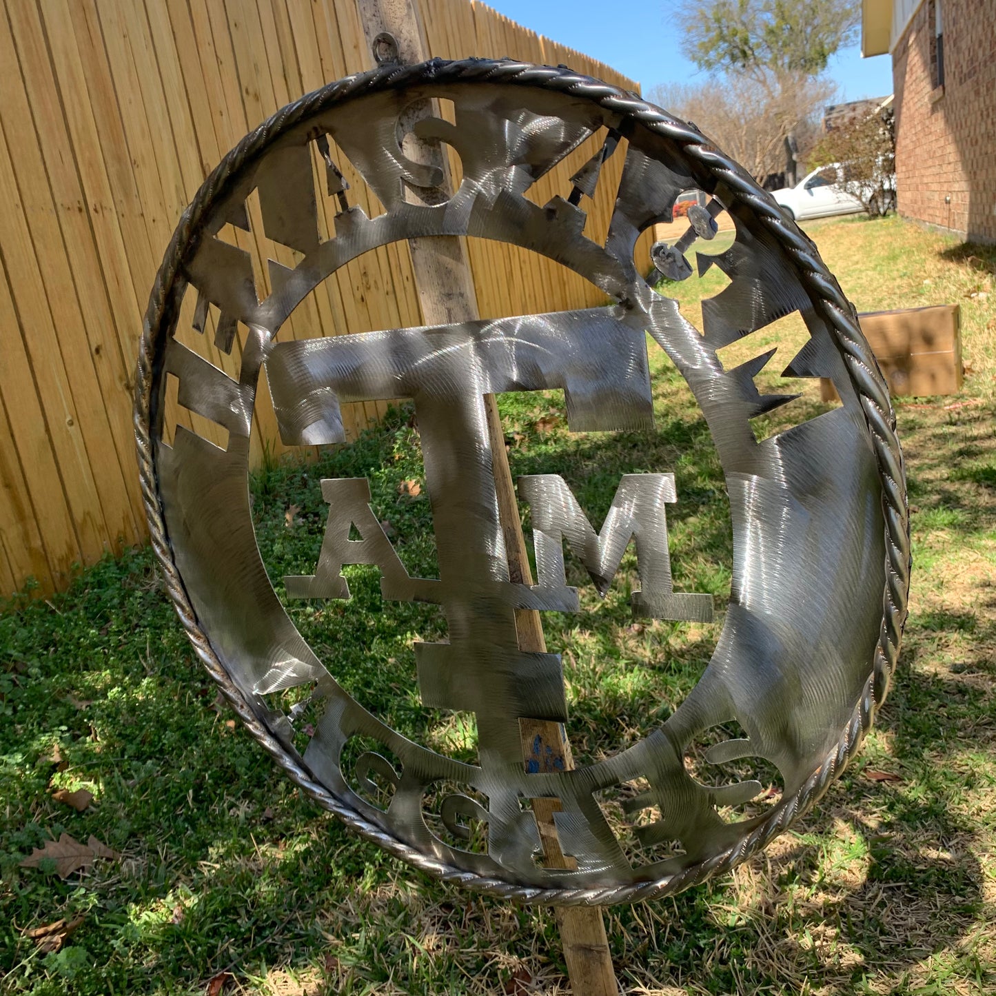 TEXAS A&M WIDE BAND RAW METAL CUSTOM VINTAGE CRAFT WALL ART TEAM SIGN HANDMADE