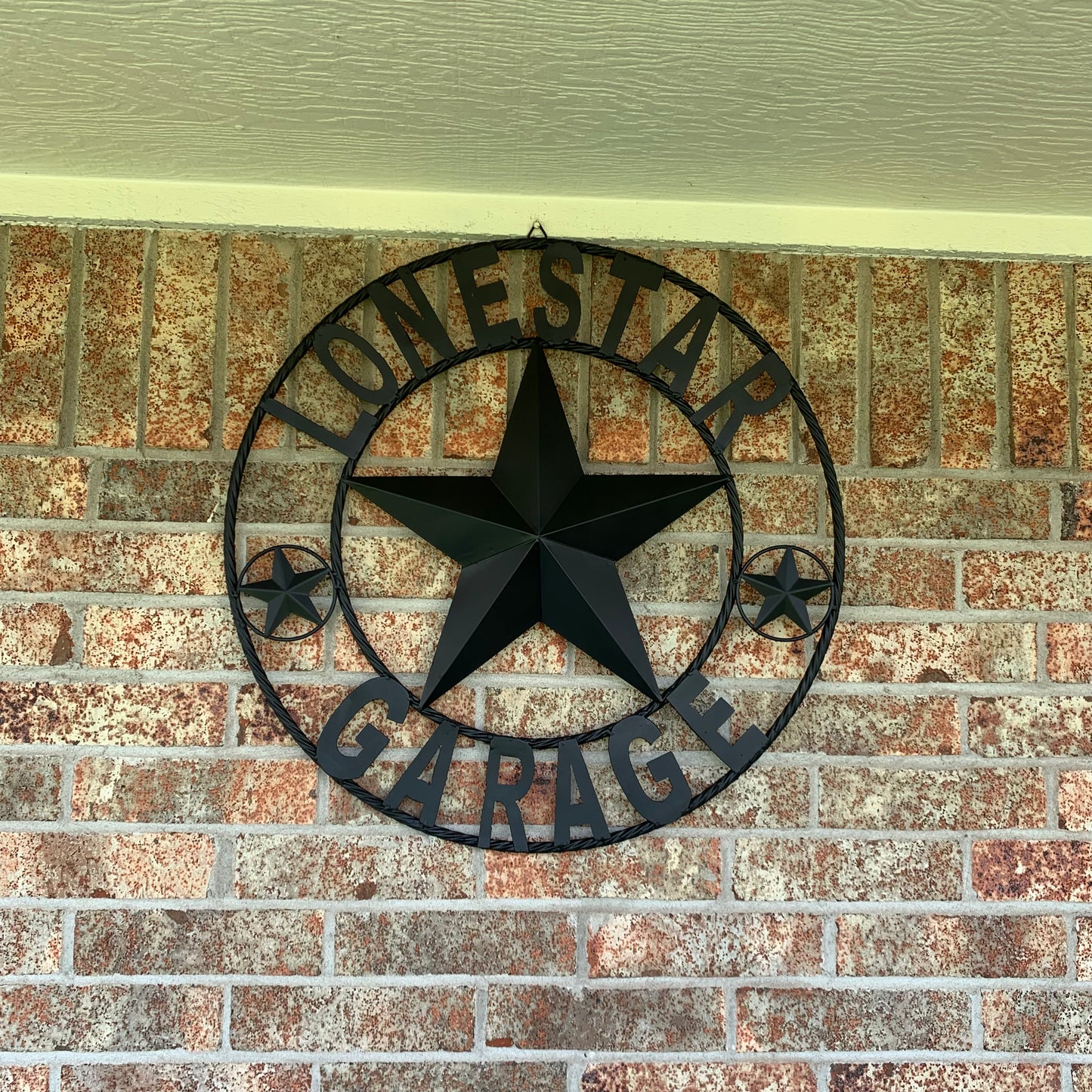 LONESTAR GARAGE STYLE CUSTOM BARN NAME STAR LONESTAR GARAGE METAL NAME BARN STAR WITH TWISTED ROPE RING 3d STAR ART WESTERN HOME DECOR RUSTIC BROWN